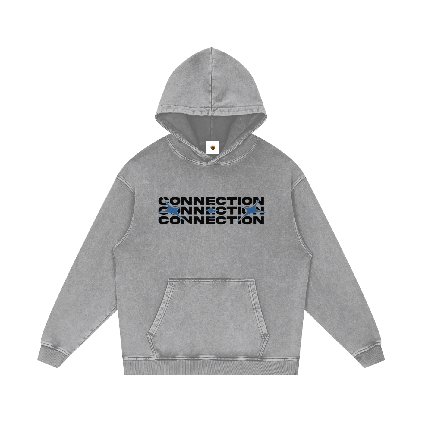 Connection Snow Washed Loose Cotton Hoodie