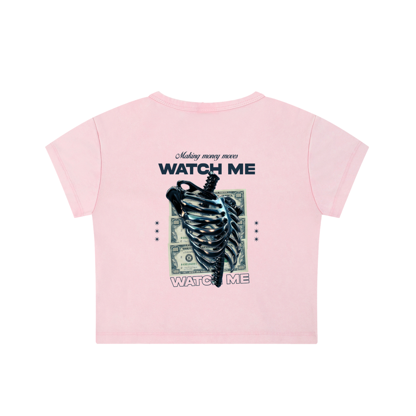 Making Money Moves Watch Me Snow Washed Crop Top