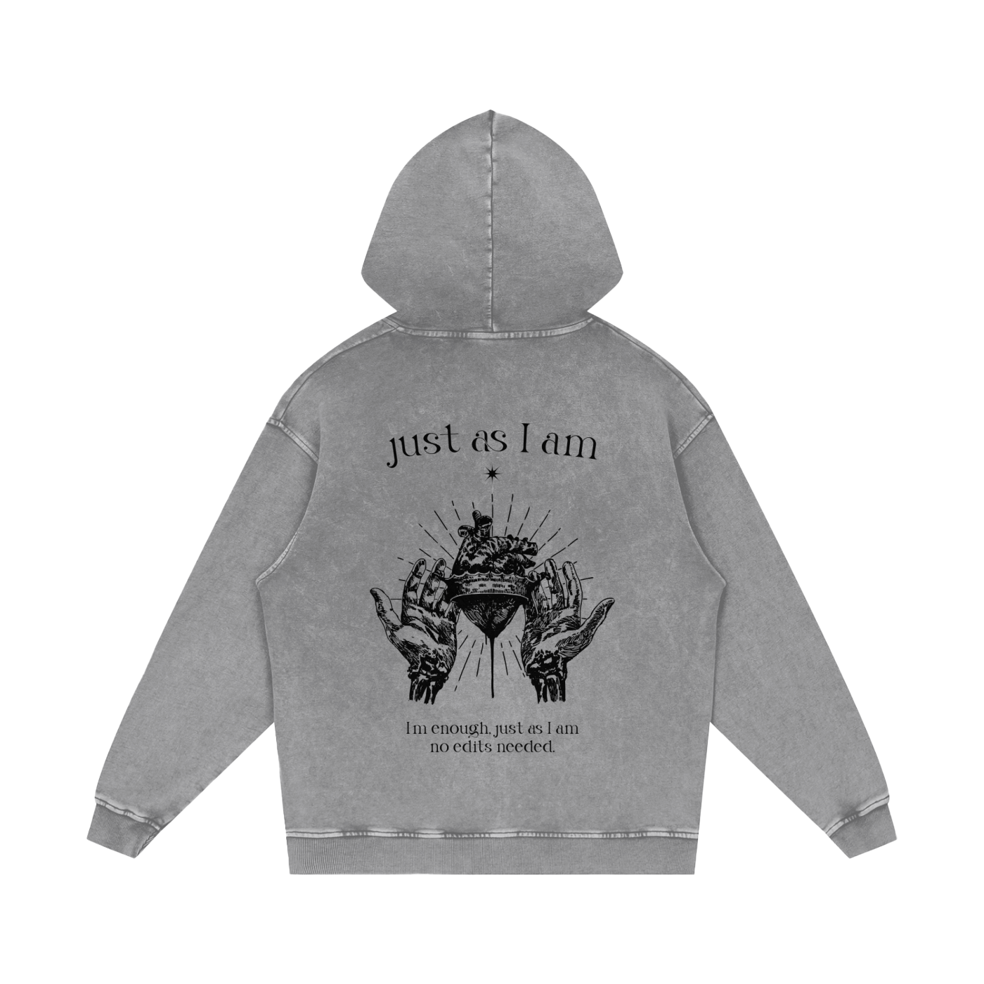 Just As I Am Snow Washed Loose Cotton Hoodie