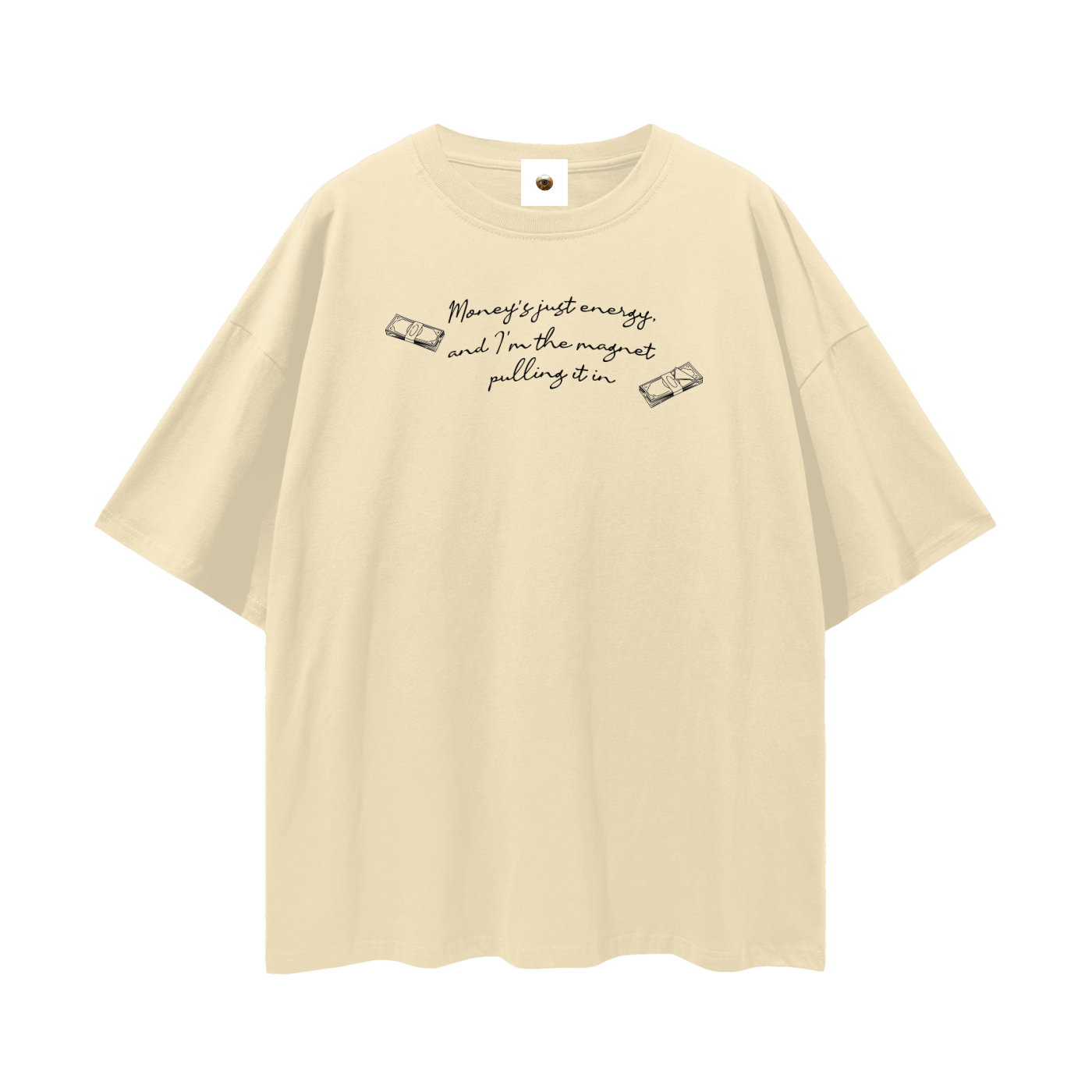 Moneys Just Energy Streetwear Loose Drop Shoulder T-Shirt