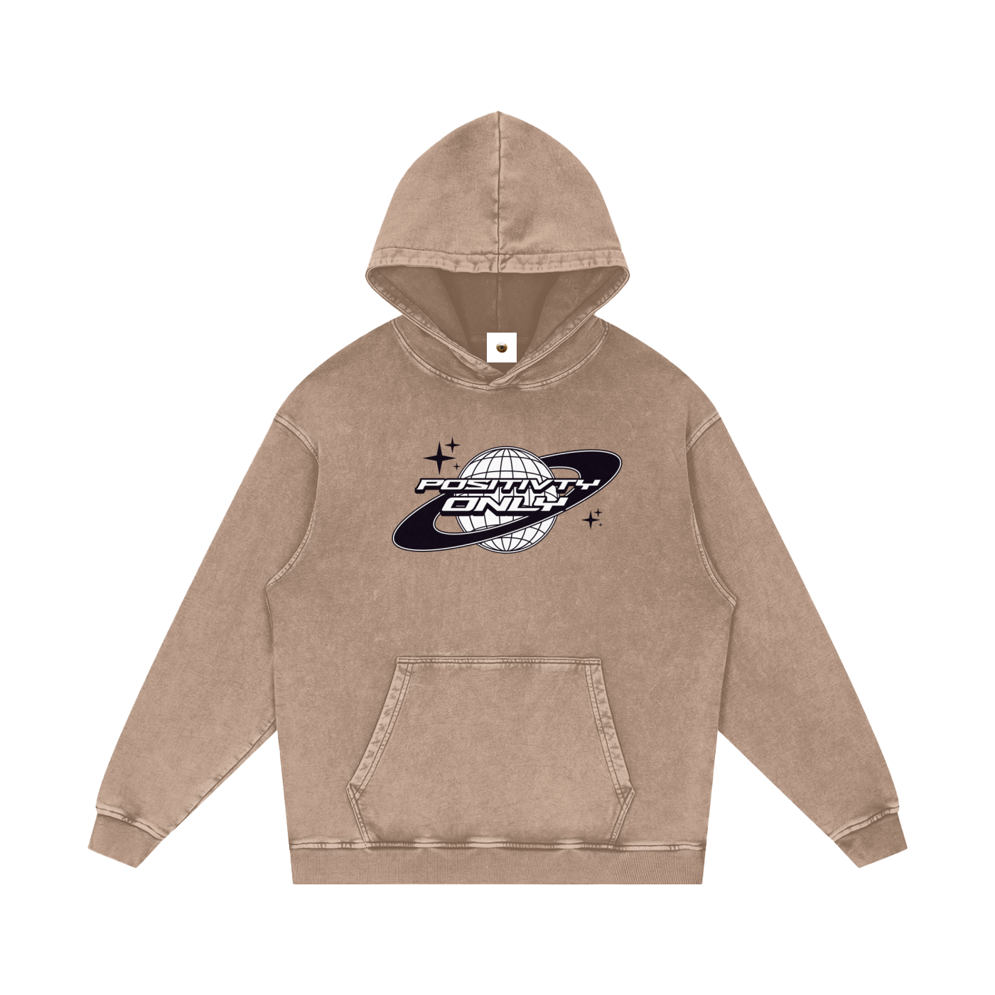 Positivity Only Snow Washed Loose Cotton Hoodie