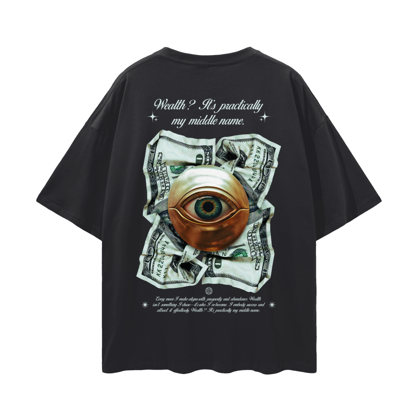 Wealth Its Practically My Middle Name Streetwear Loose Drop Shoulder T-Shirt