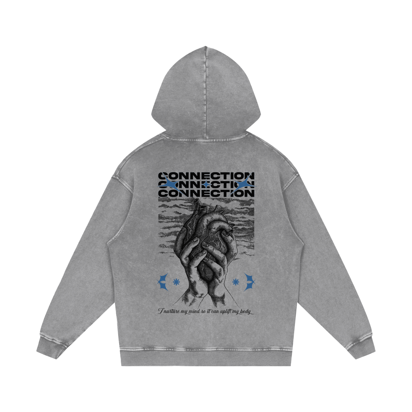 Connection Snow Washed Loose Cotton Hoodie