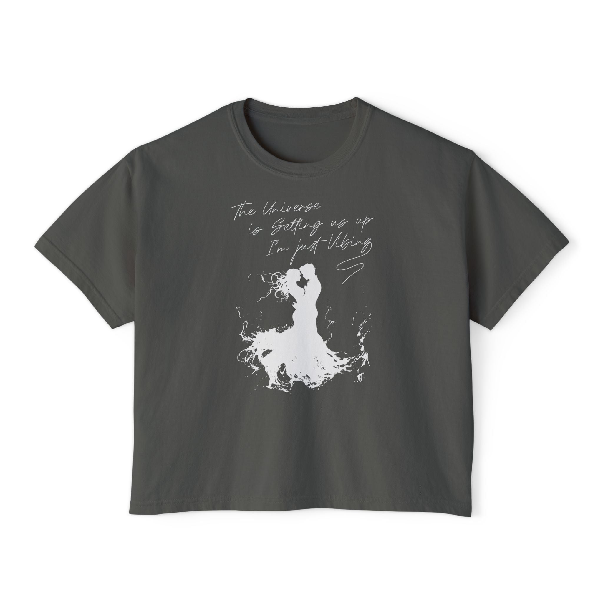 The Universe Is Getting Us Up I'm Just Vibing Unisex Cropped Boxy Tee
