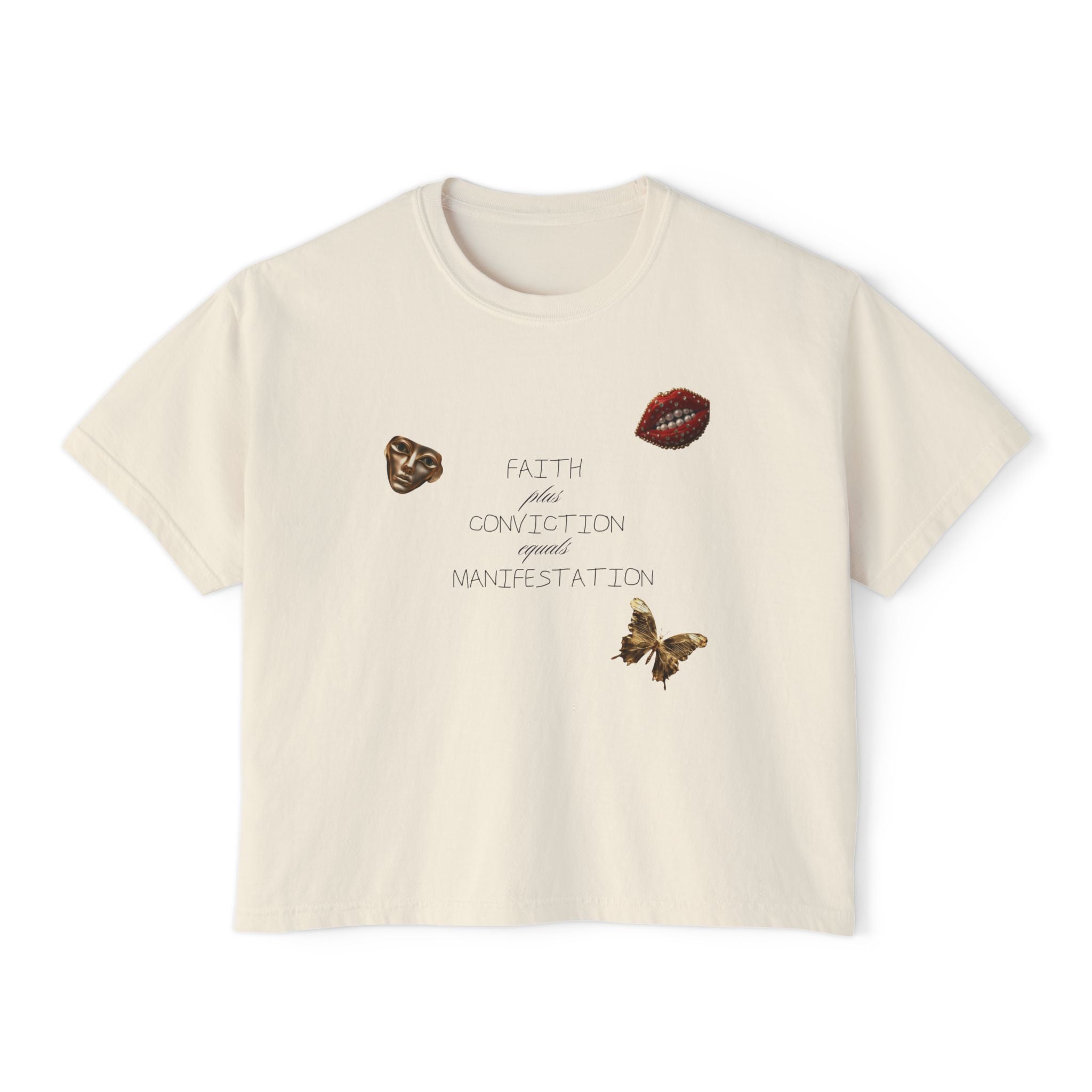 Faith + Conviction=Manifestation Pt 2 unisex cropped Boxy Tee