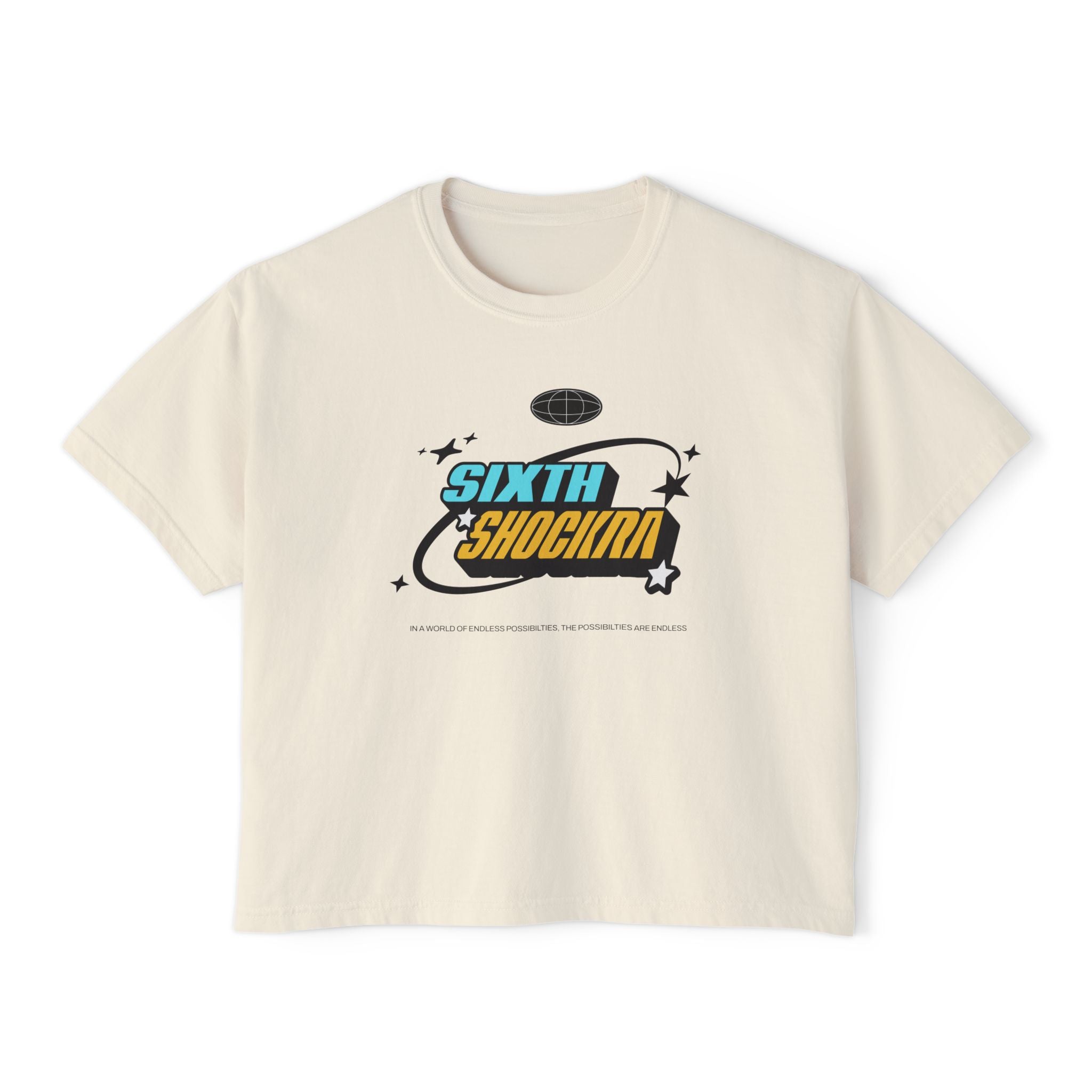 Sixth Shockra Possibilities Are Endless Unisex cropped Boxy Tee