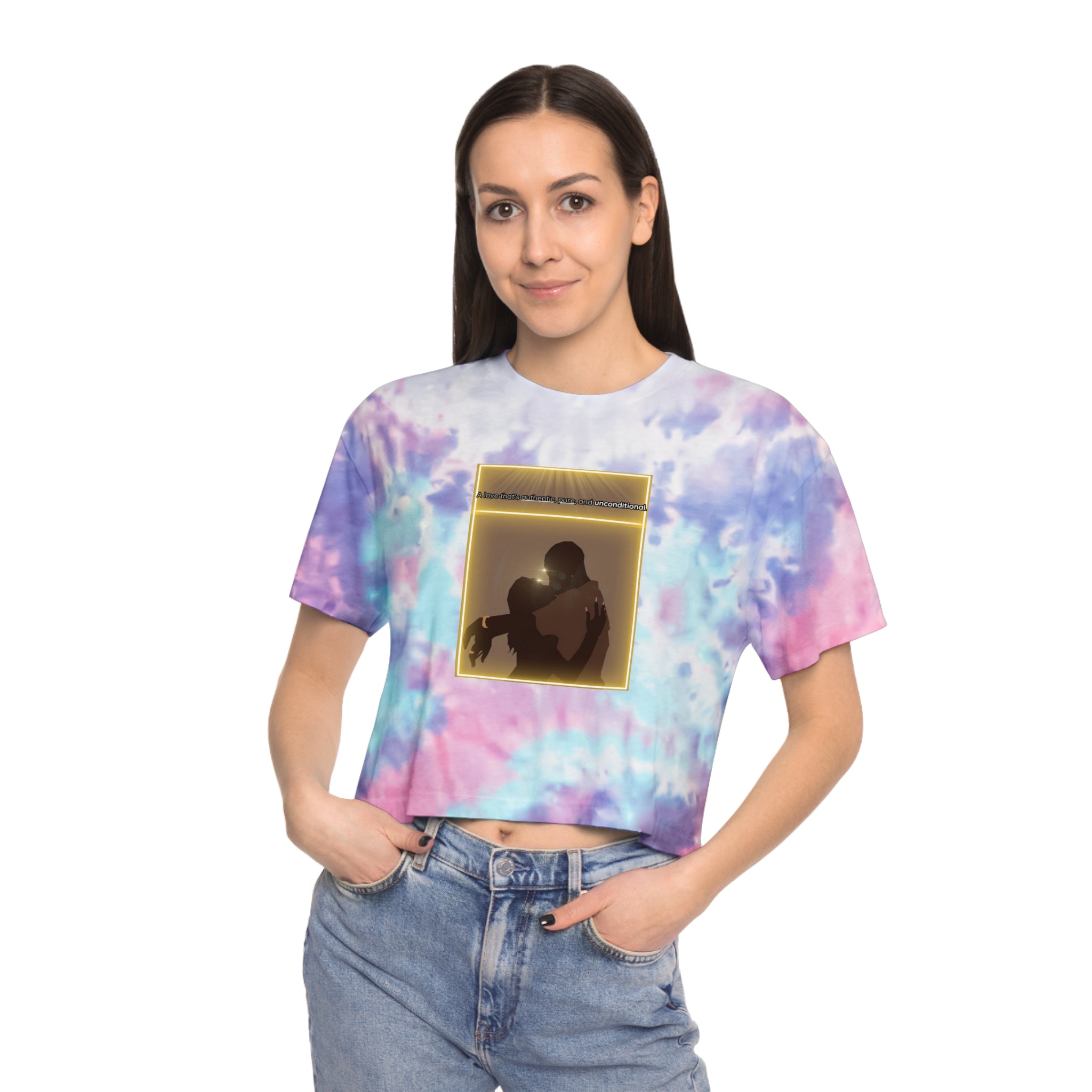 A love that authentic,pure,and unconditional Women's Tie-Dye Crop Tee