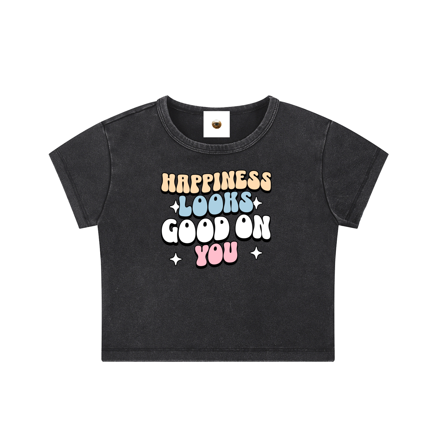 Happiness Looks Good On You Snow Washed Crop Top