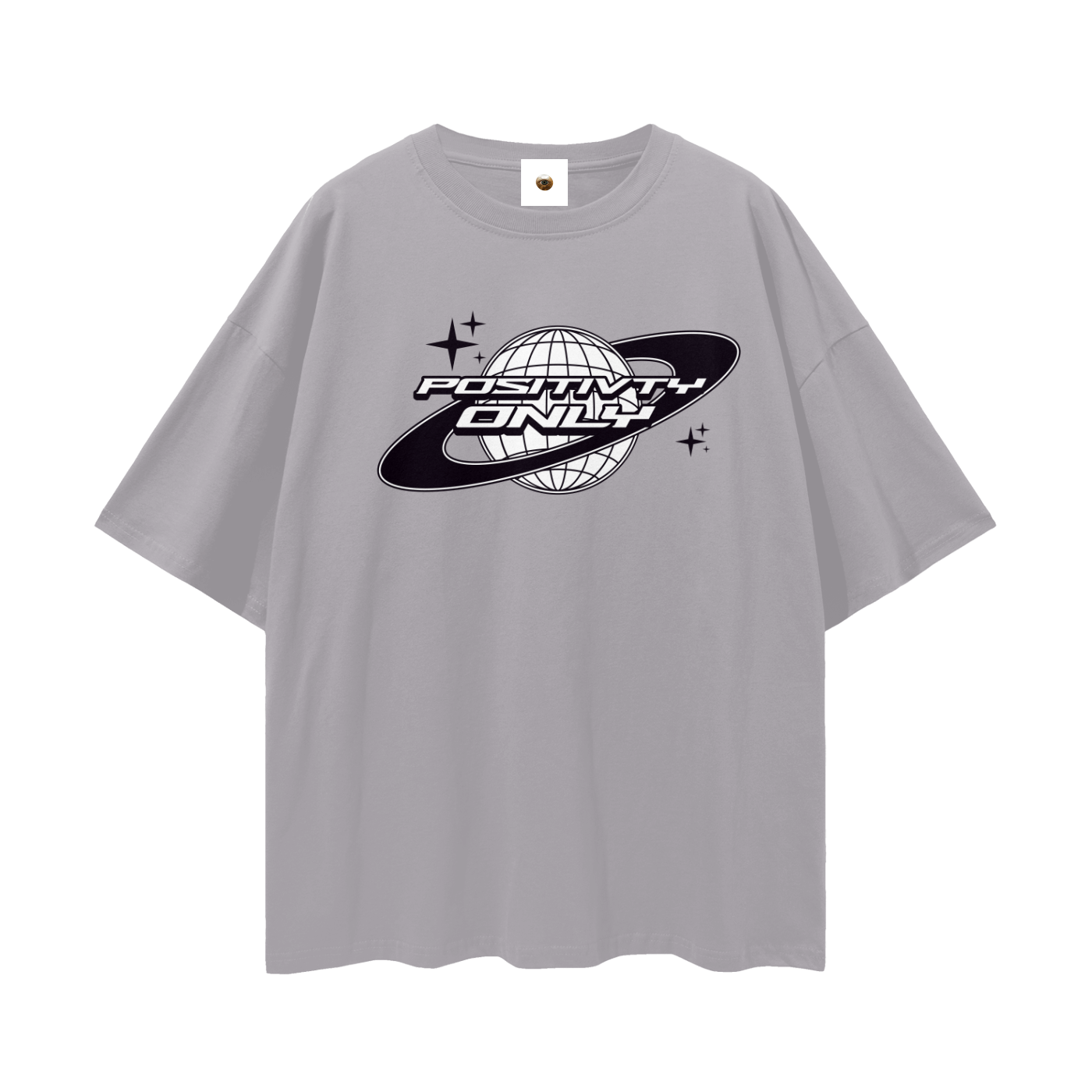 Positivity Only Snow Washed Loose Drop Shoulder Tee