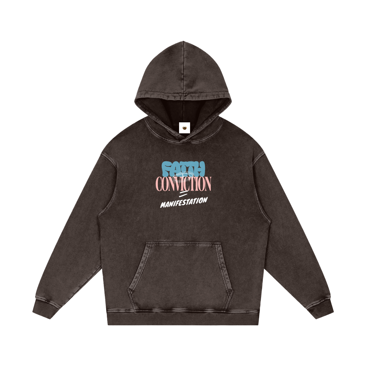 Faith Plus Conviction 2 Snow Washed Loose Cotton Hoodie