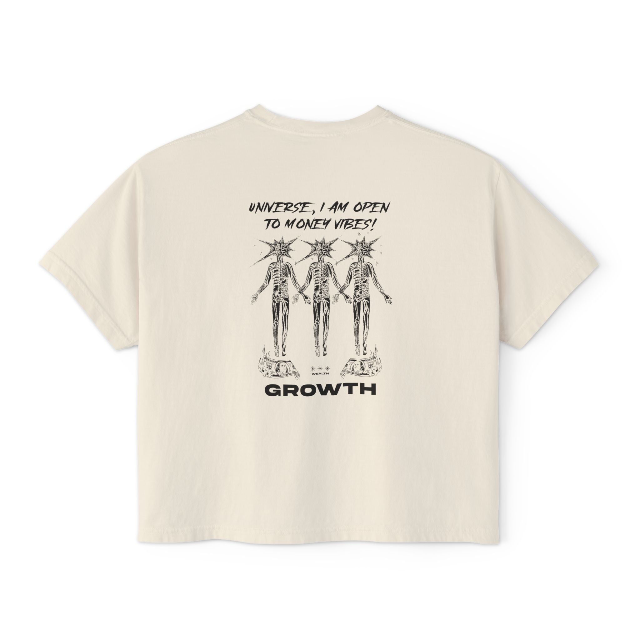 Universe, I Am Open To Money Vibes Unisex Cropped Boxy Tee