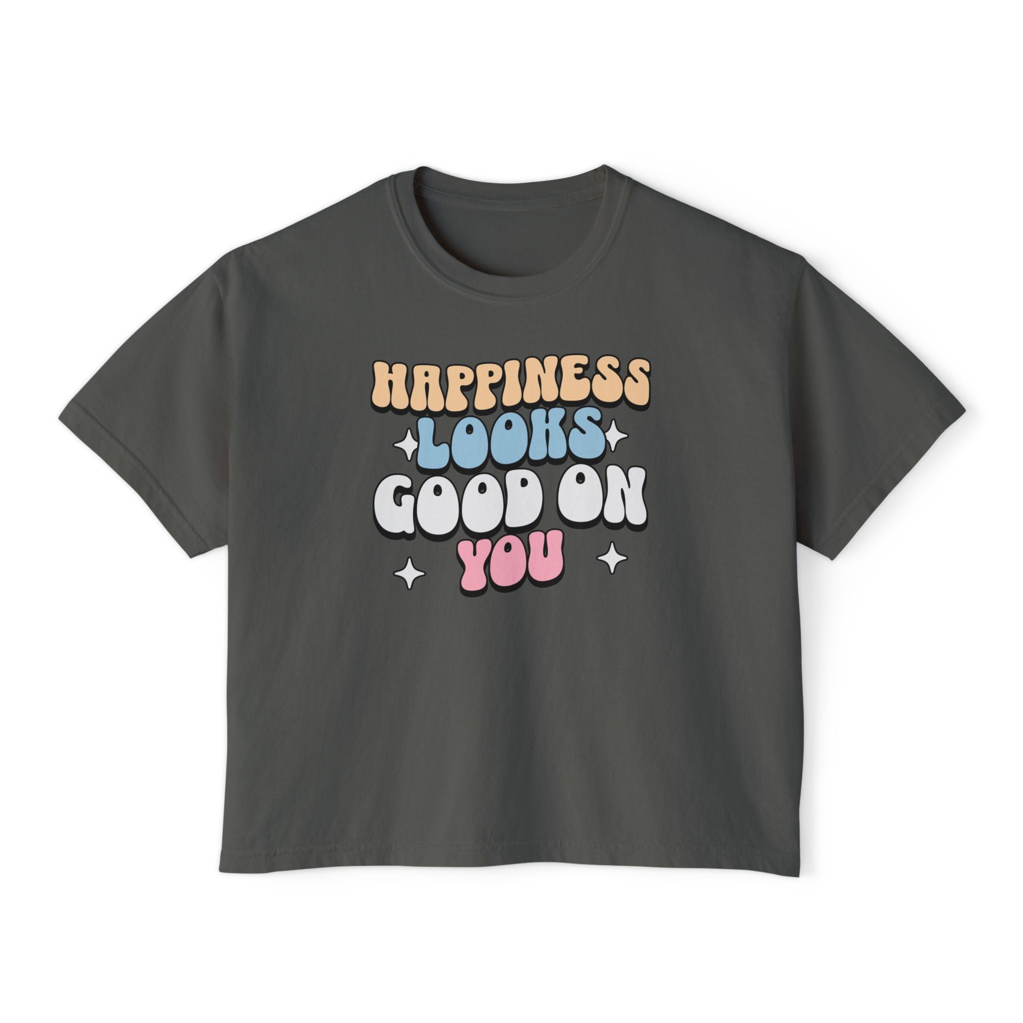Happiness Looks Good On You cropped unisex Boxy Tee