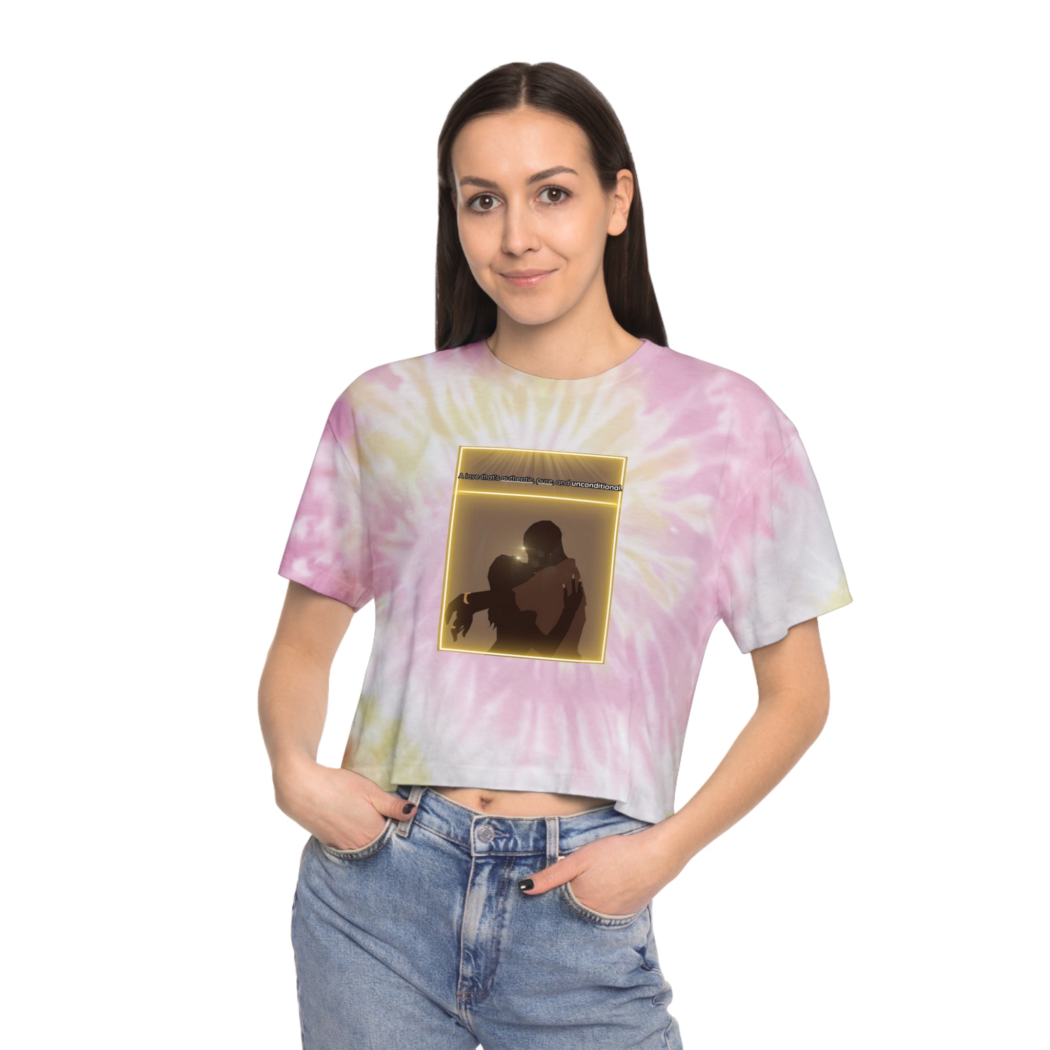 A love that authentic,pure,and unconditional Women's Tie-Dye Crop Tee