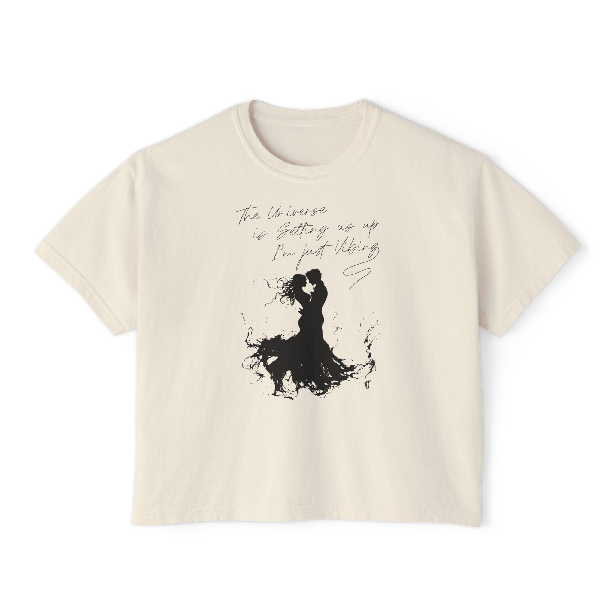 The Universe Is Getting Us Up I'm Just Vibing Unisex Cropped Boxy Tee