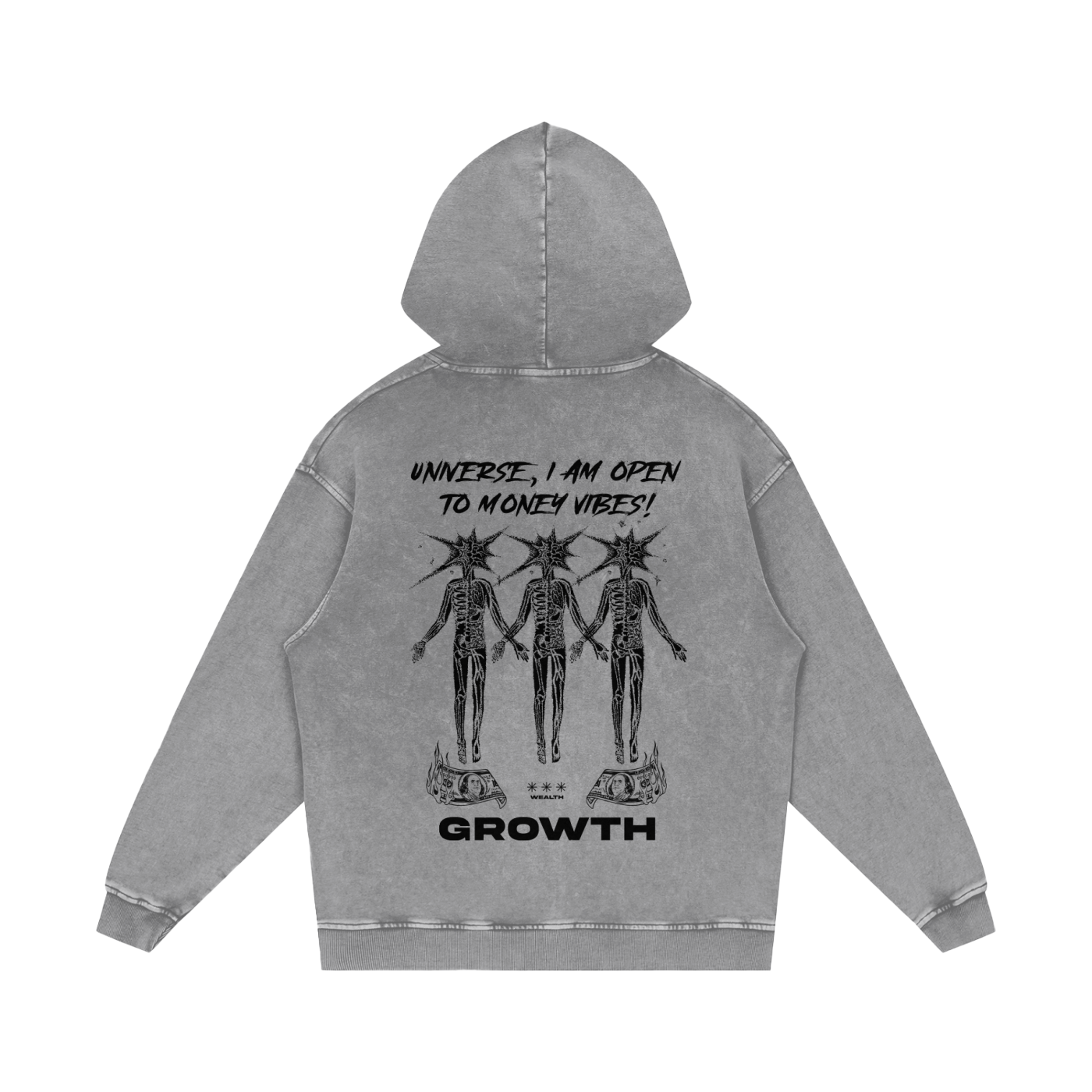 Growth Snow Washed Loose Cotton Hoodie
