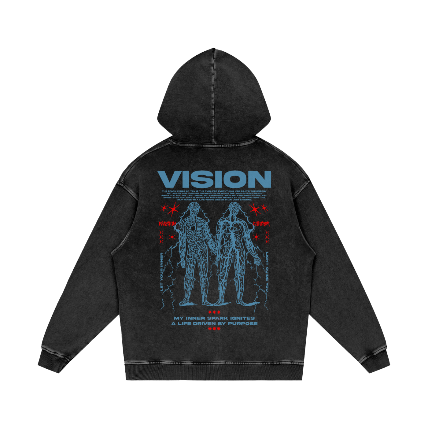 Vision Snow Washed Loose Cotton Hoodie
