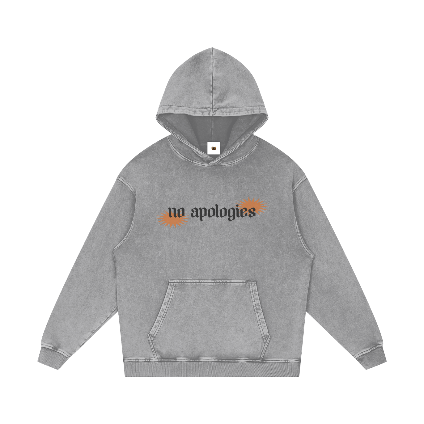 No Apologies Snow Washed Loose Cotton Hoodie