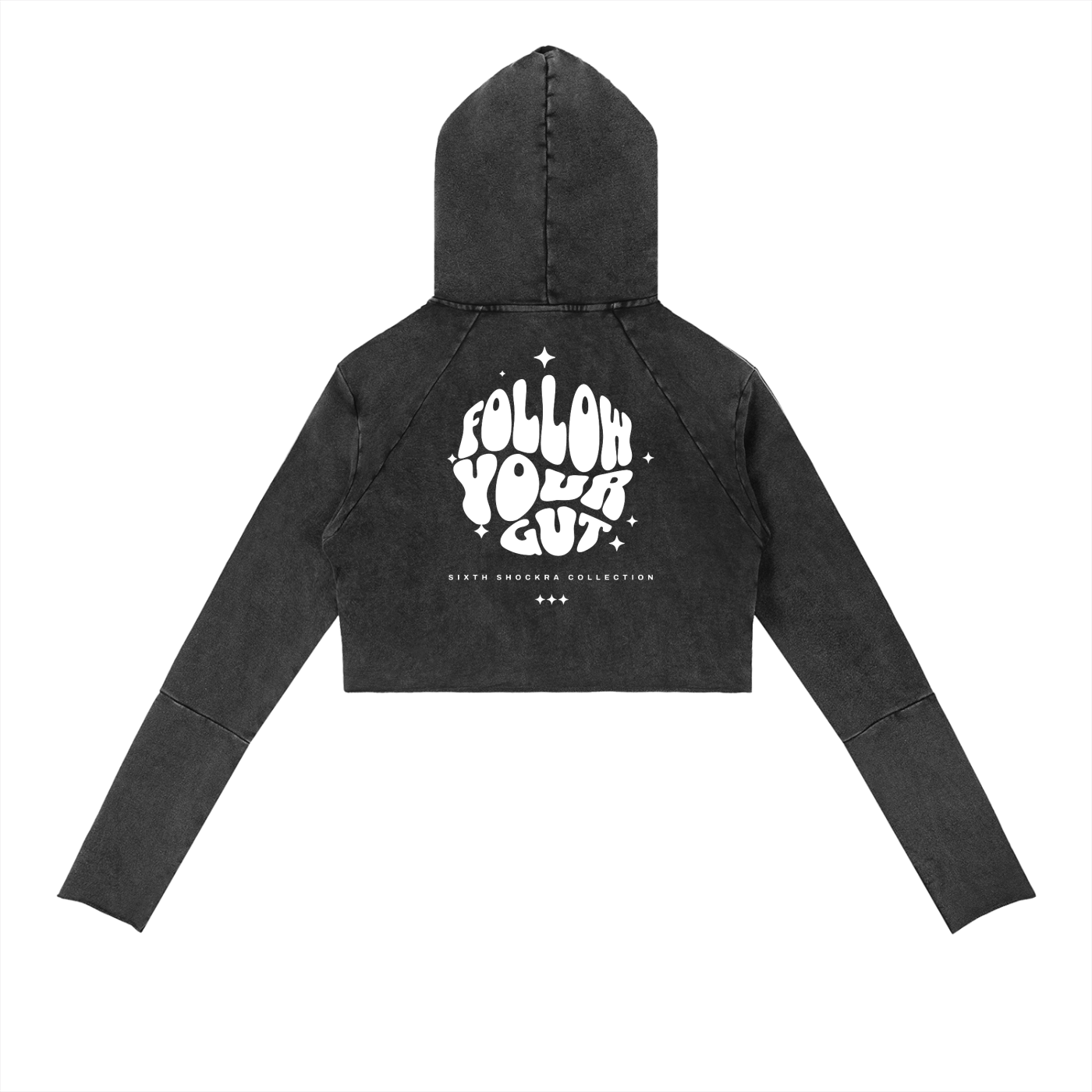 Follow Your Gut Vintage Washed Raw Edge Hoodie