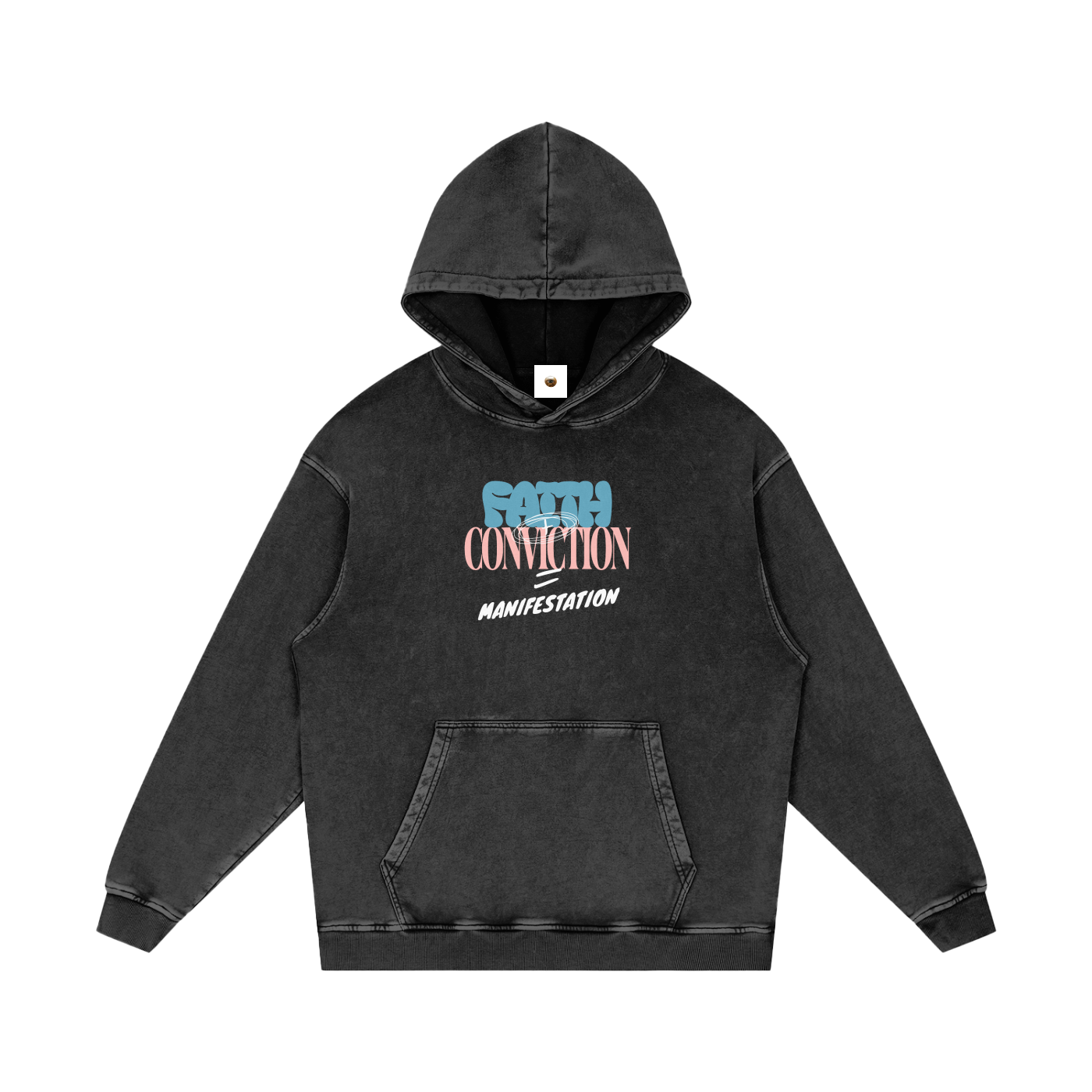 Faith Plus Conviction 2 Snow Washed Loose Cotton Hoodie