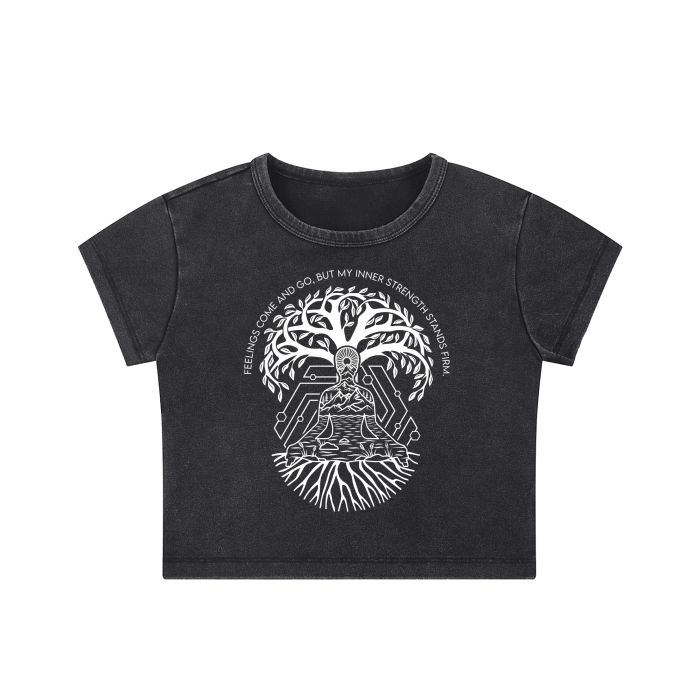 Feelings Come and Go Snow Washed Crop Top