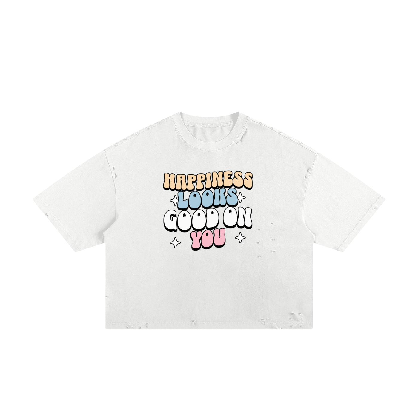 Happiness Looks Good On You Classic Frayed Boxy Tee