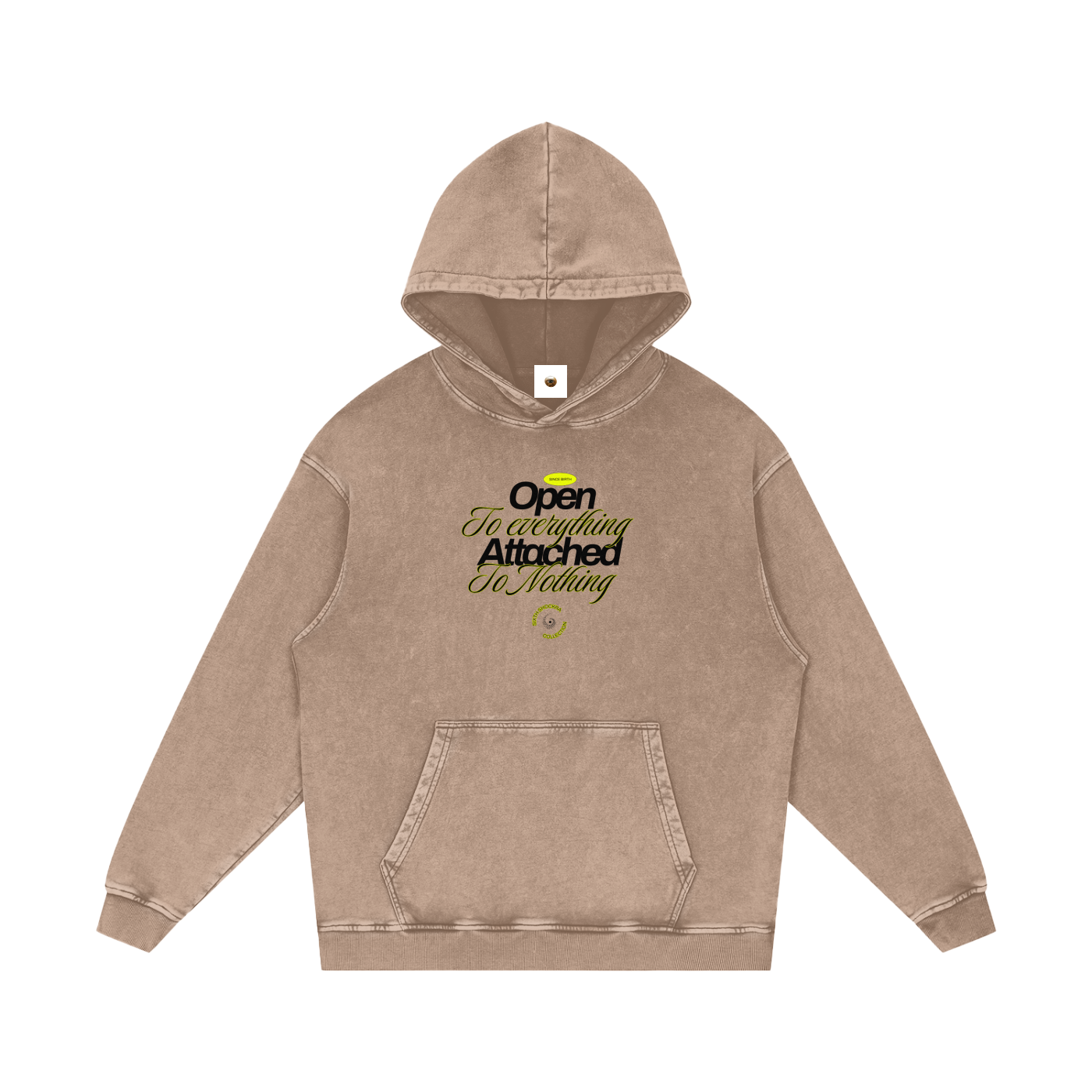 Open To Everything Attached To Nothing Snow Washed Loose Cotton Hoodie