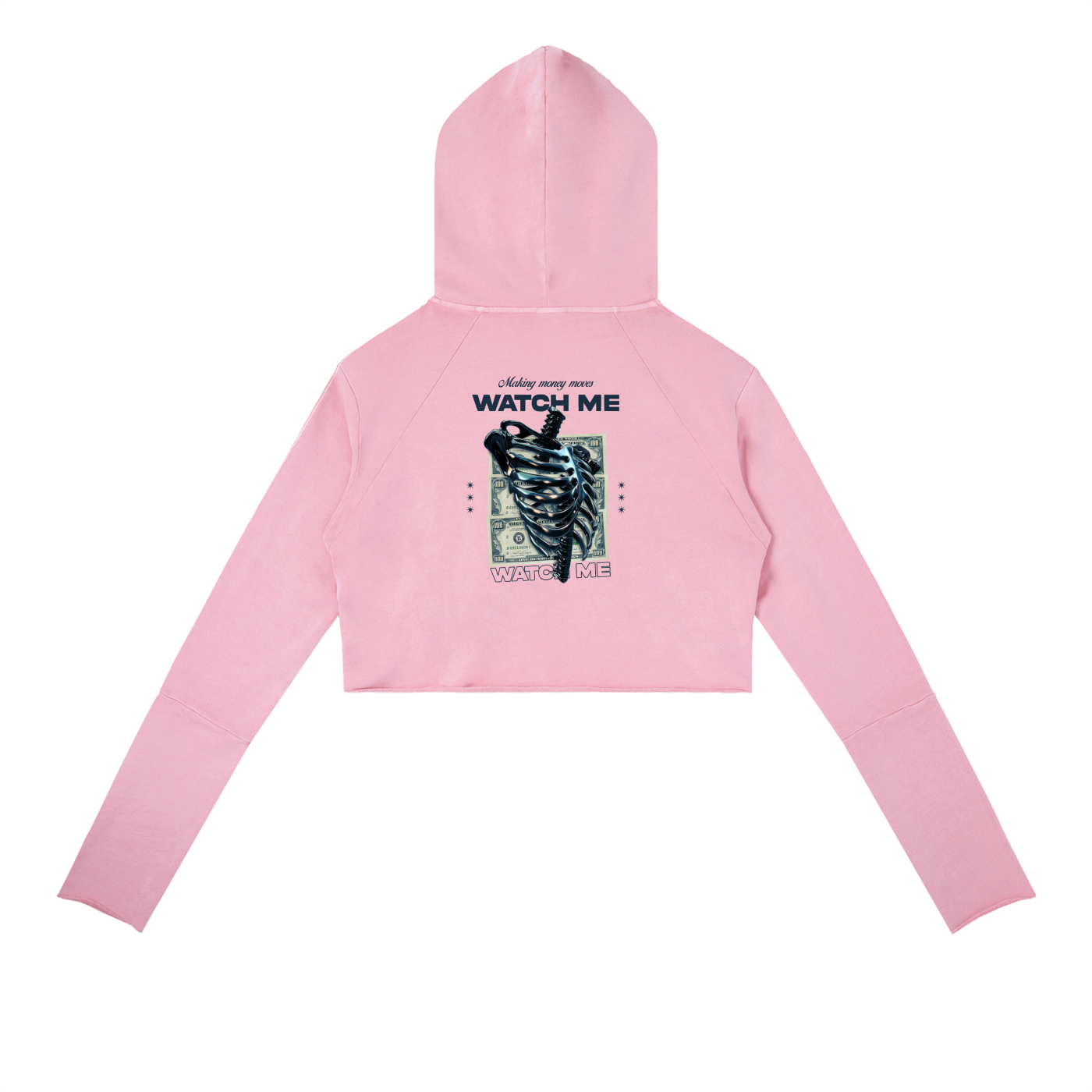 Making Money Moves Watch Me Vintage Washed Raw Edge Hoodie