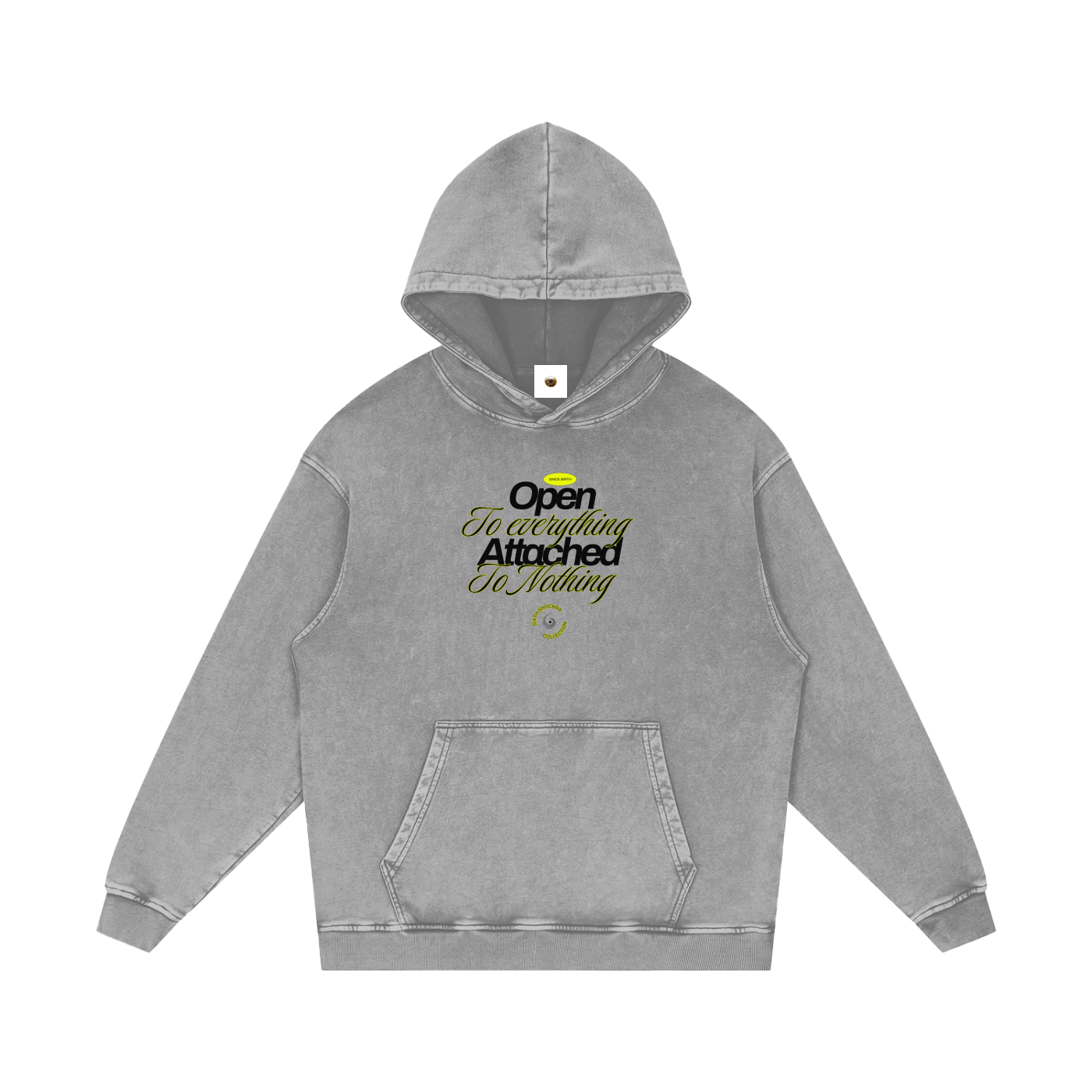 Open To Everything Attached To Nothing Snow Washed Loose Cotton Hoodie