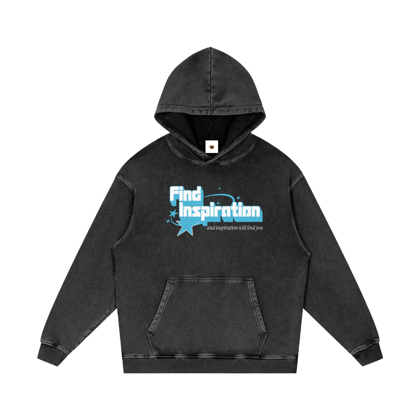 Find Inspiration Snow Washed Loose Cotton Hoodie