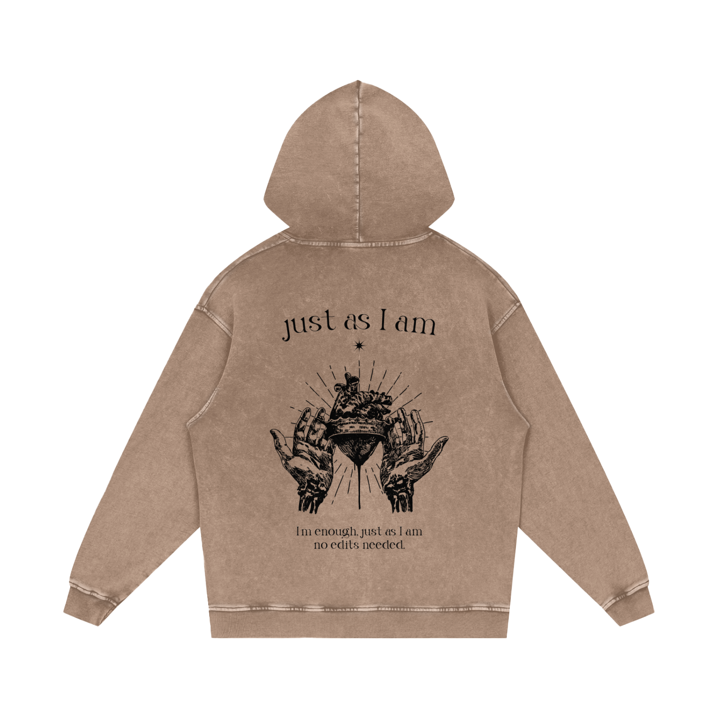 Just As I Am Snow Washed Loose Cotton Hoodie