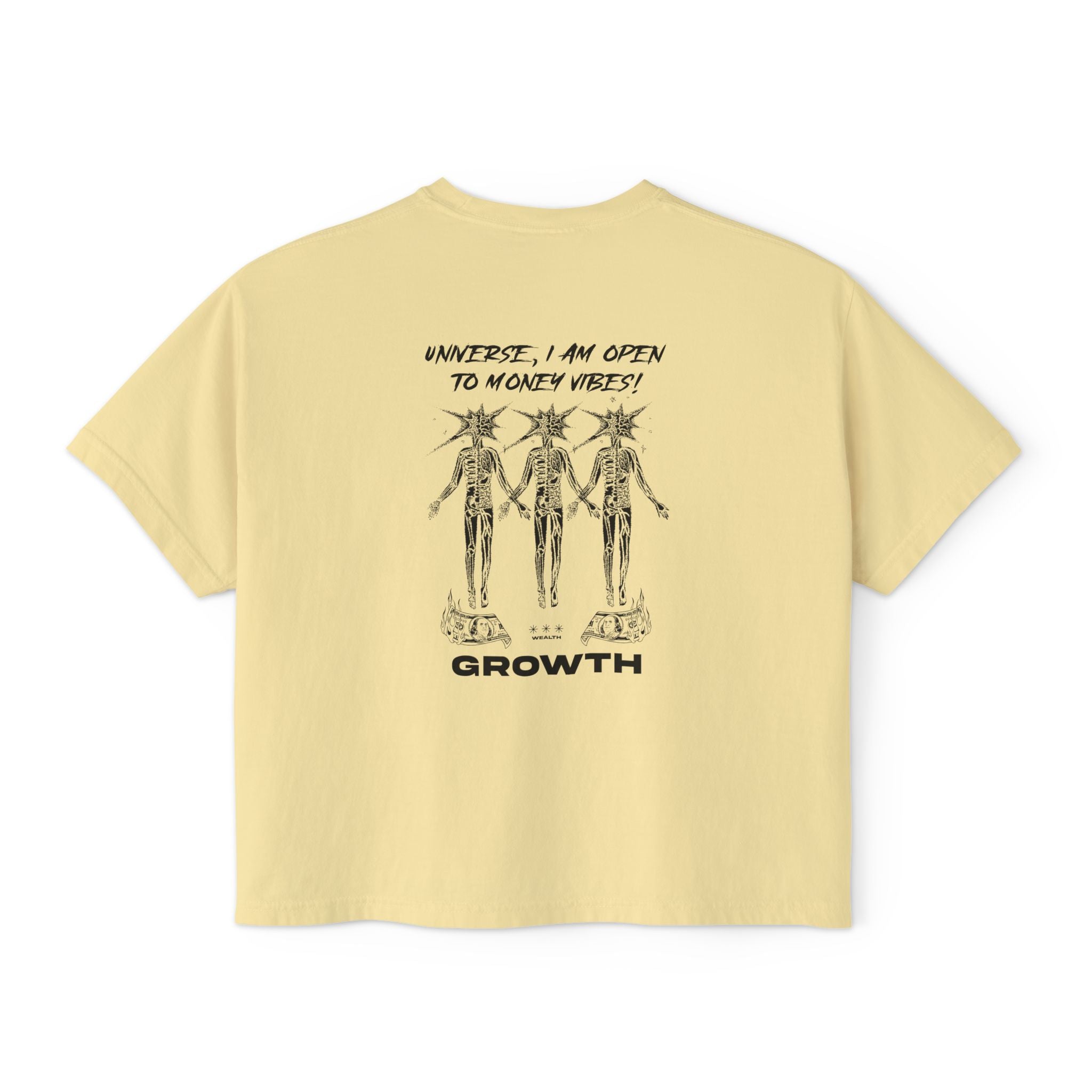 Universe, I Am Open To Money Vibes Unisex Cropped Boxy Tee