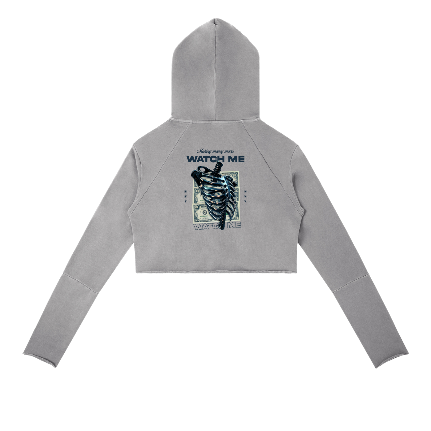 Making Money Moves Watch Me Vintage Washed Raw Edge Hoodie
