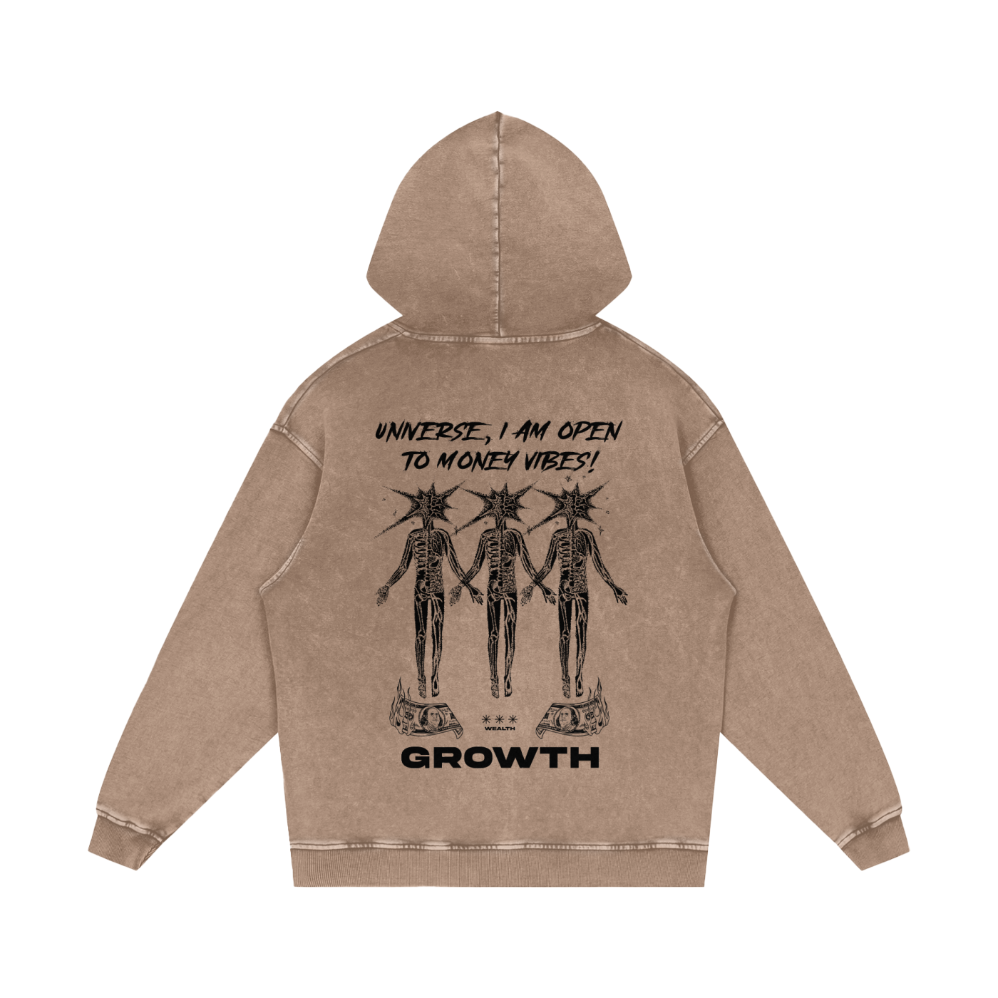 Growth Snow Washed Loose Cotton Hoodie
