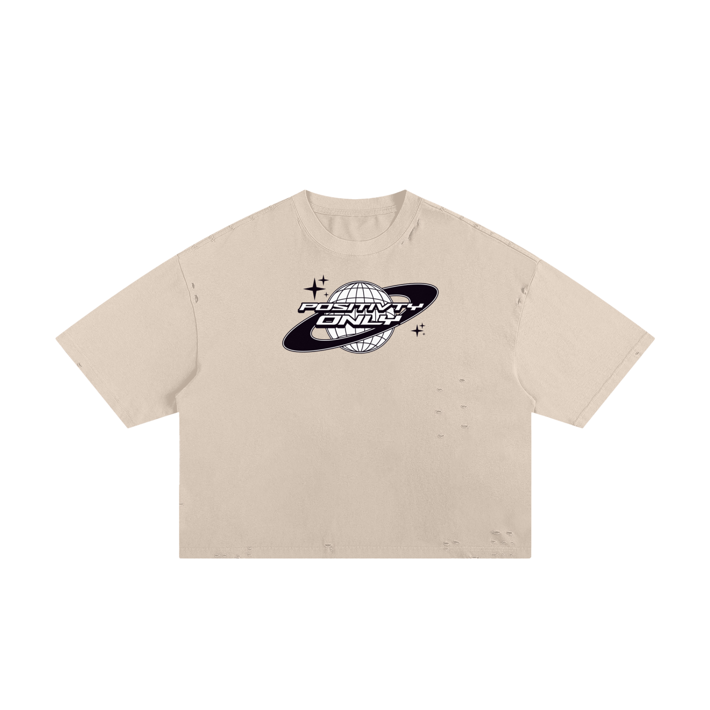 Positivity Only Classic Frayed Boxy Tee