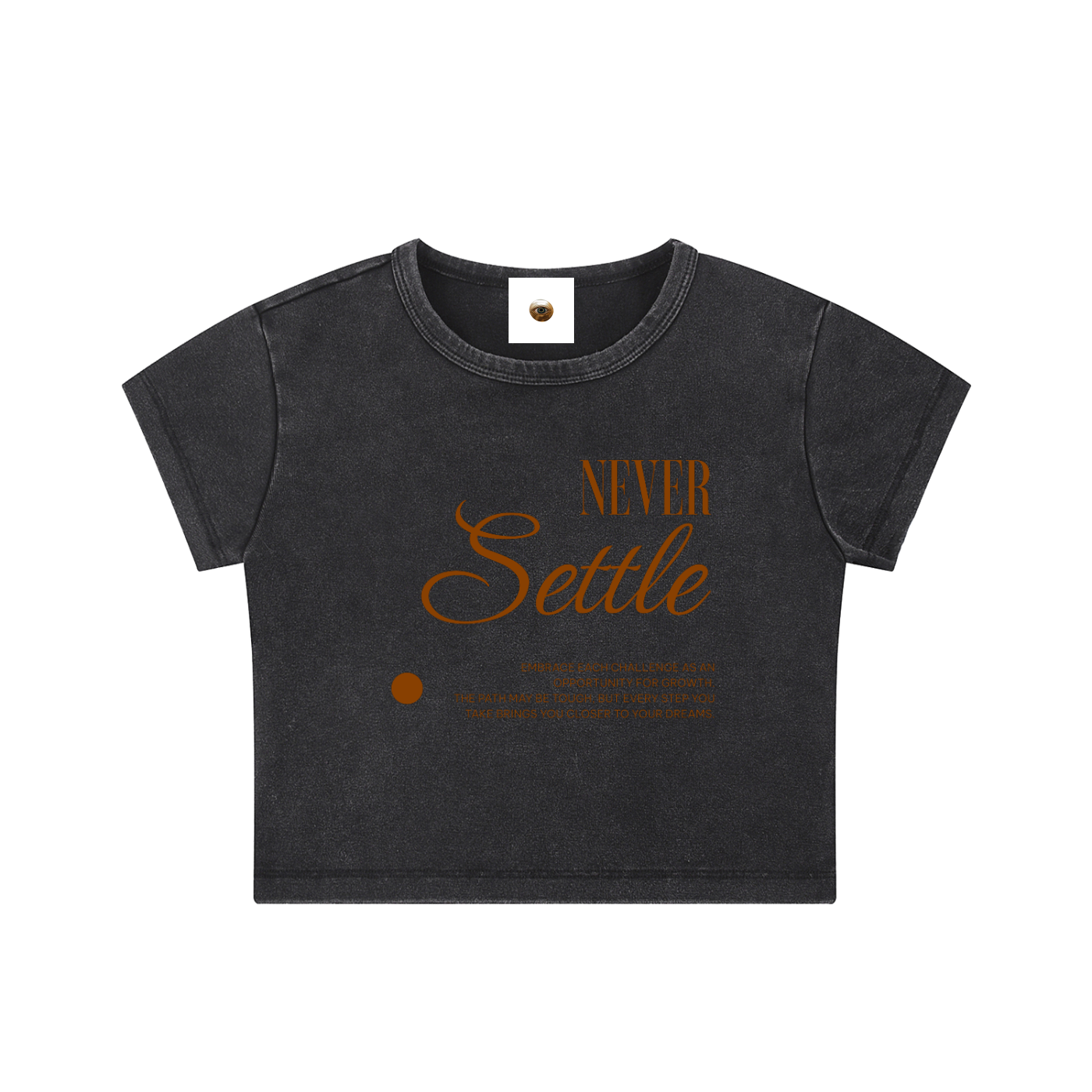 Never Settle Snow Washed Crop Top