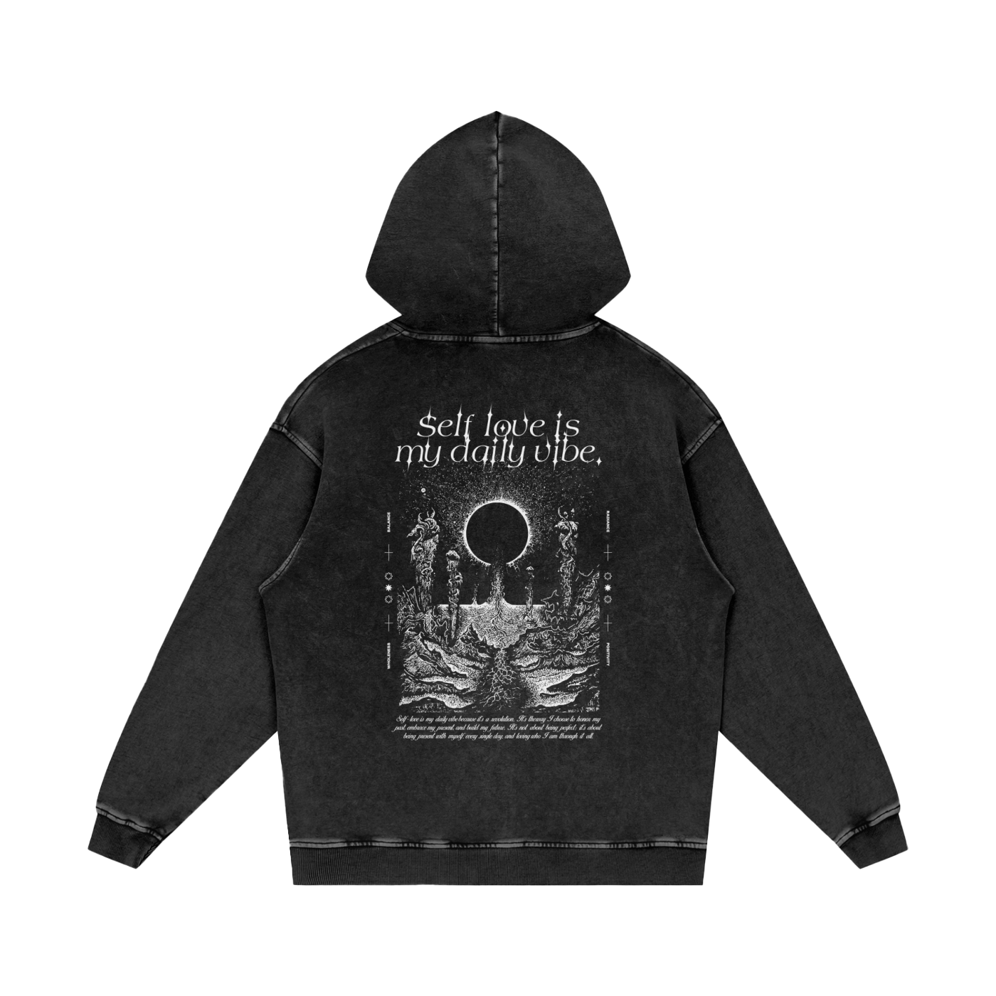 Self Love Is My Daily Vibe Snow Washed Loose Cotton Hoodie