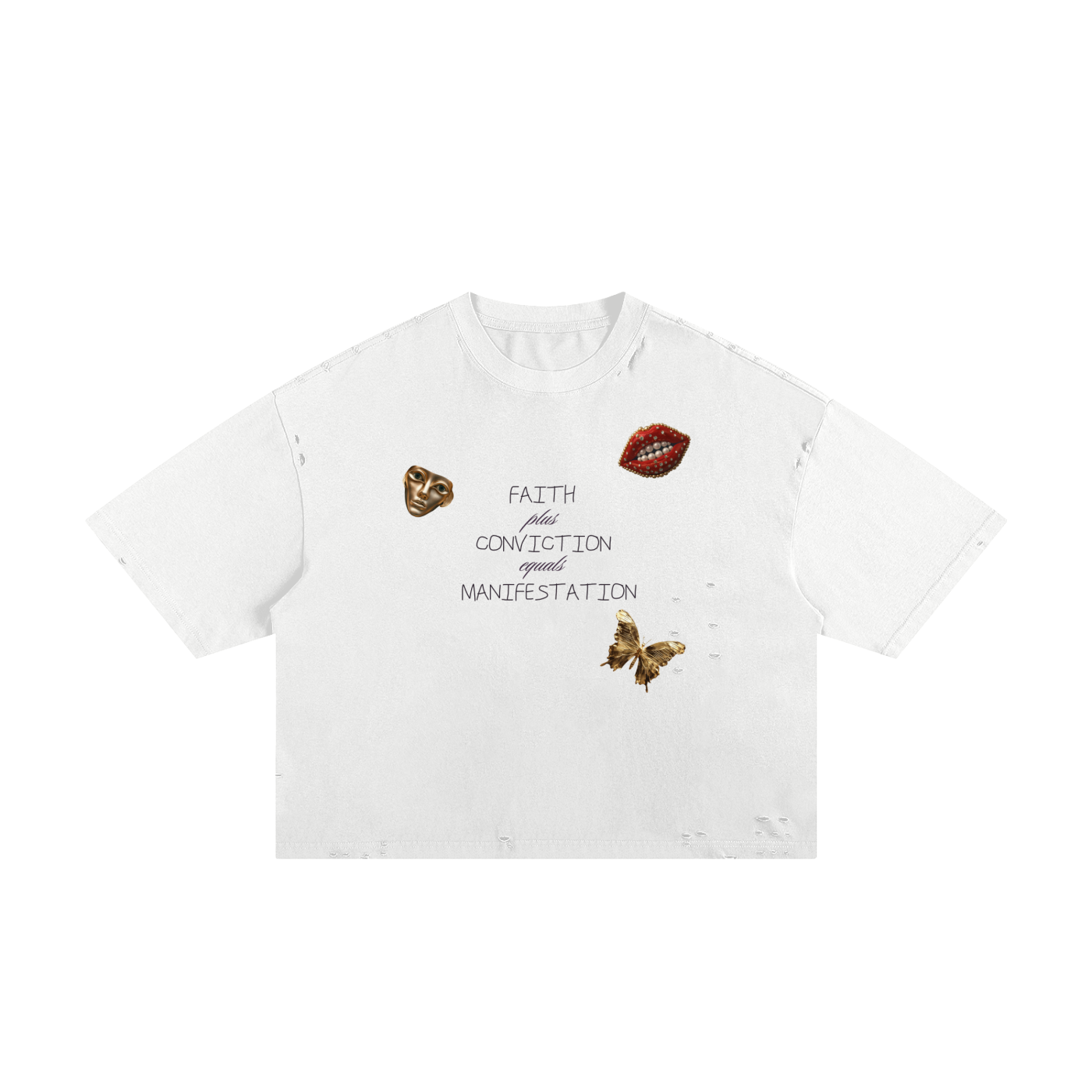 Faith Plus Conviction Equals Manifestation Classic Frayed Boxy Tee