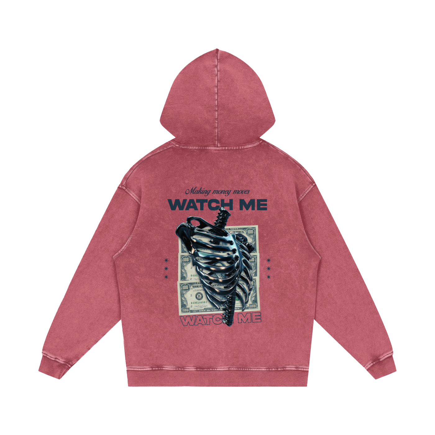 Making Money Moves Watch Me Snow Washed Loose Cotton Hoodie