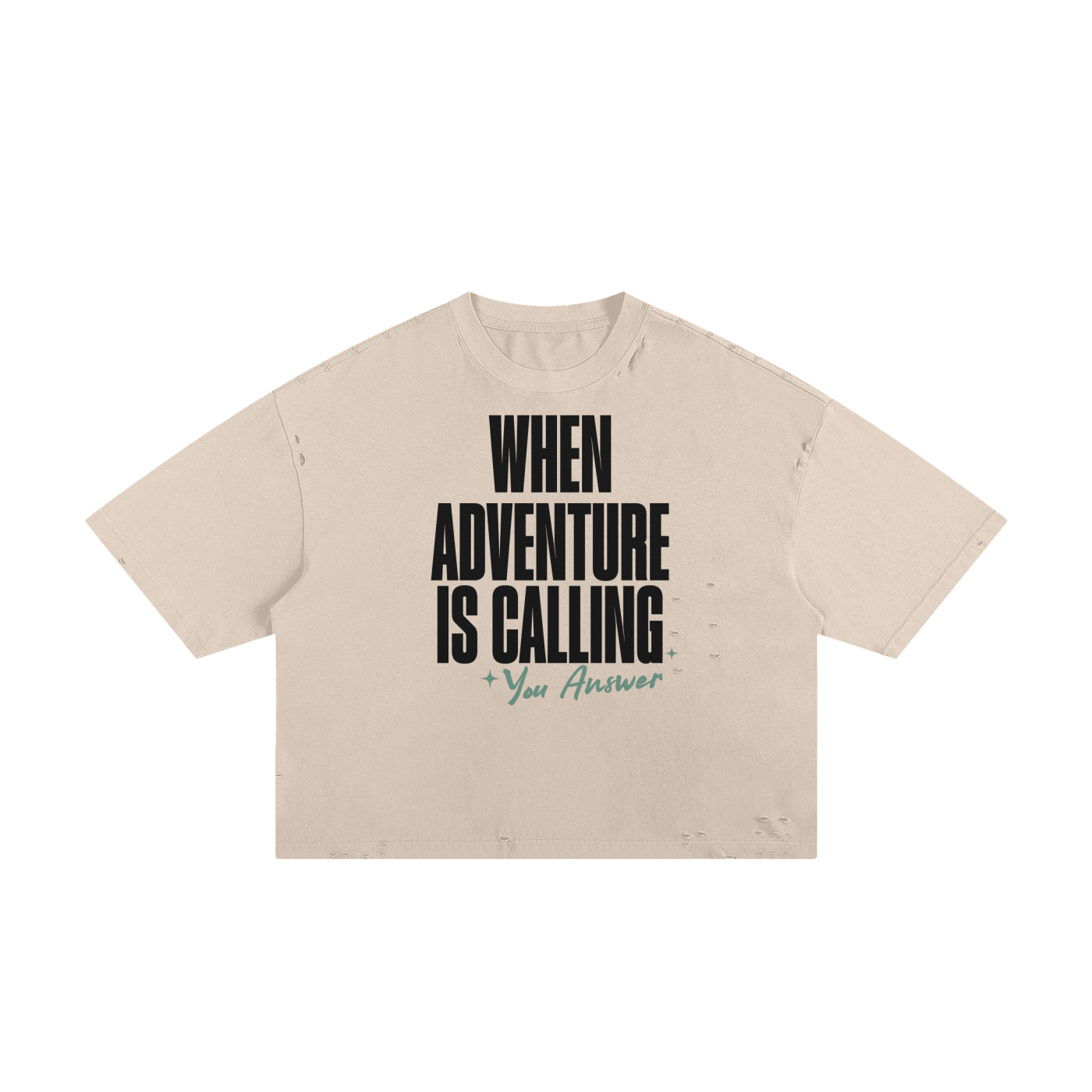When Adventure Is Calling Classic Frayed Boxy Tee