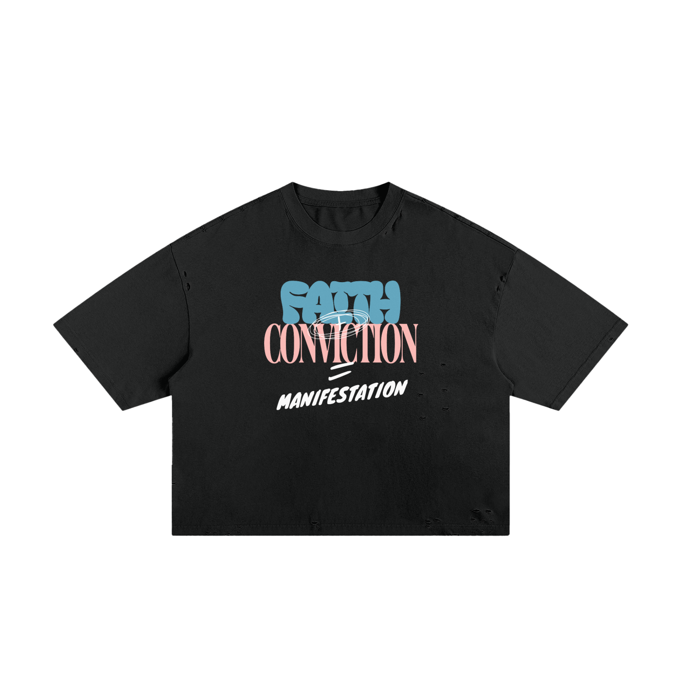 Faith Plus Conviction Equals Manifestation 2 Classic Frayed Boxy Tee