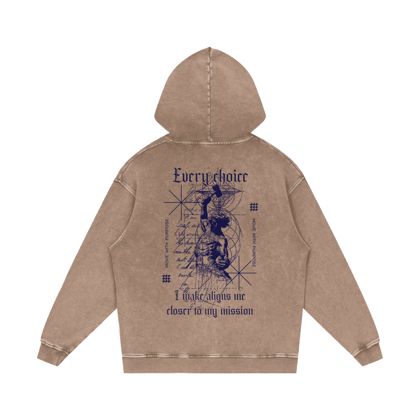 Move With Purpose Snow Washed Loose Cotton Hoodie