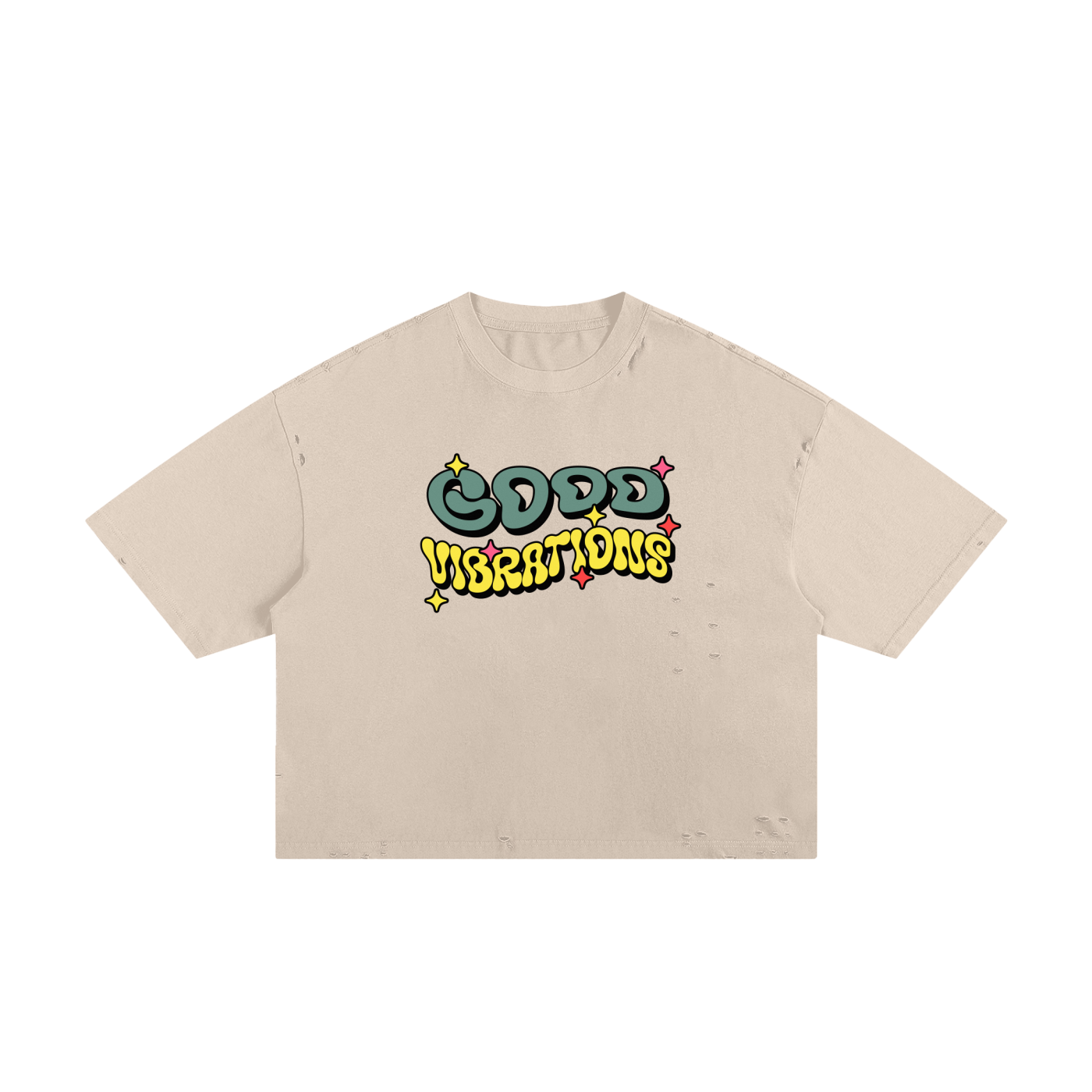 Good Vibrations Classic Frayed Boxy Tee