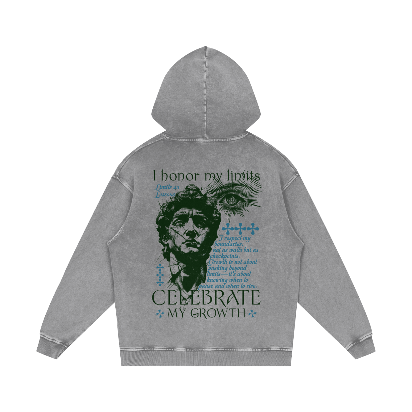 Limits As Lessons Snow Washed Loose Cotton Hoodie