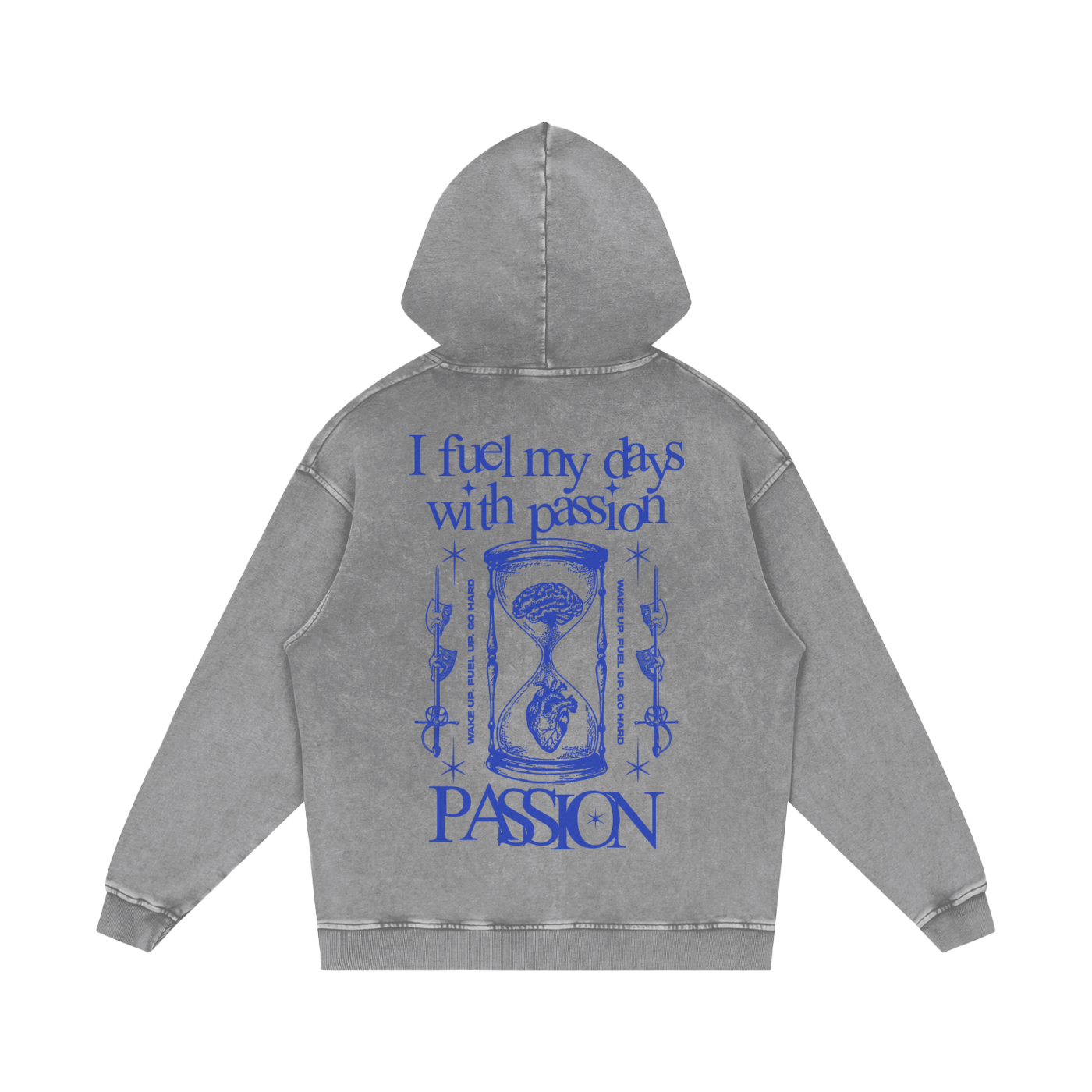 I Fuel My Days Snow Washed Loose Cotton Hoodie