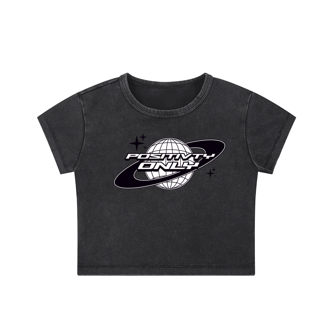 Positivity Only Snow Washed Crop Top