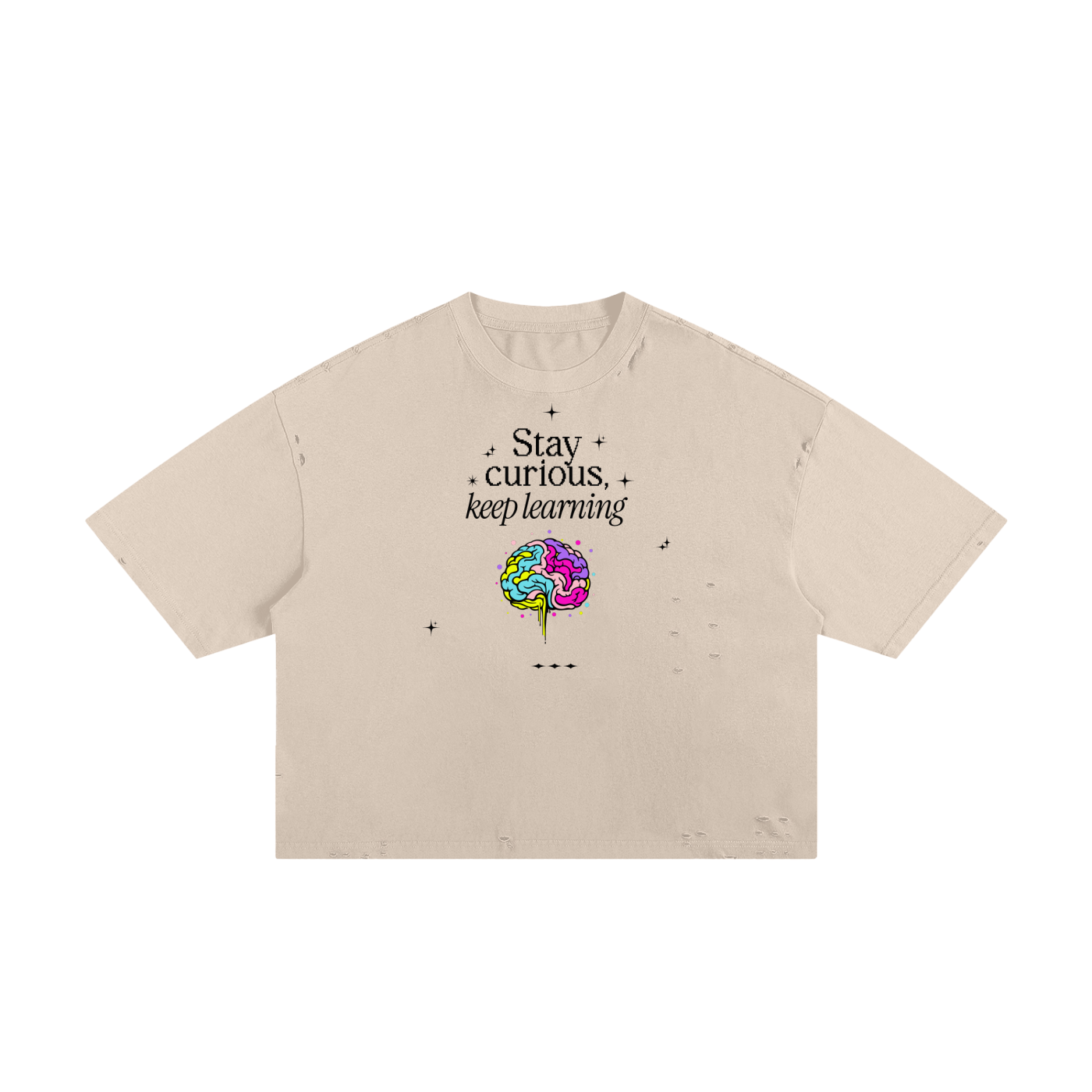 Stay Curious Classic Frayed Boxy Tee