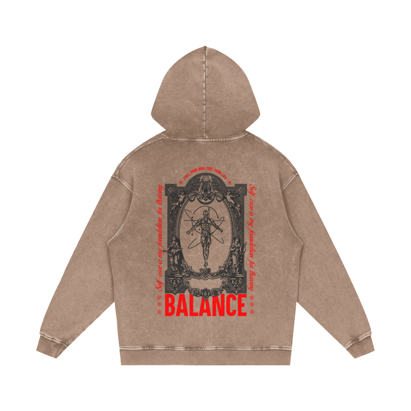 Balance Snow Washed Loose Cotton Hoodie