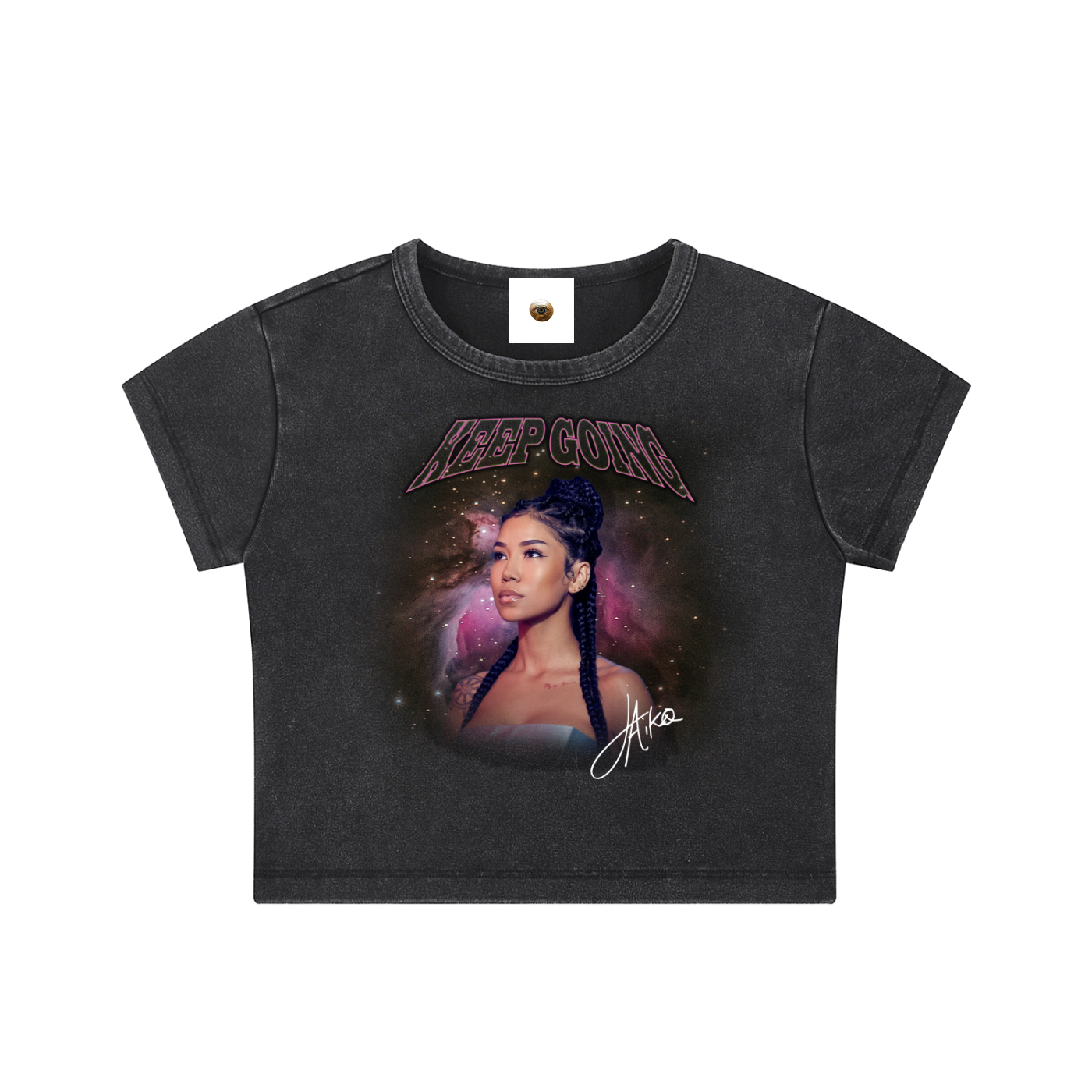 Jhene Keep Going Snow Washed Crop Top