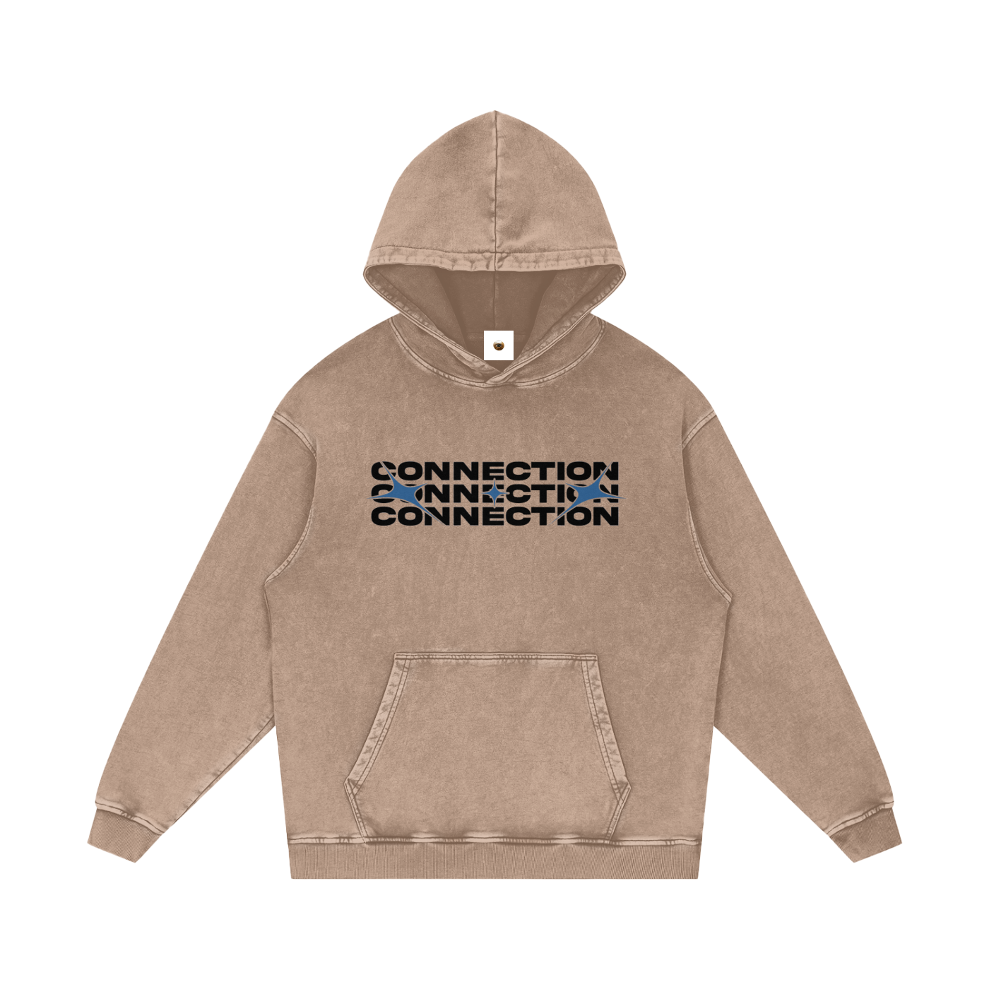 Connection Snow Washed Loose Cotton Hoodie