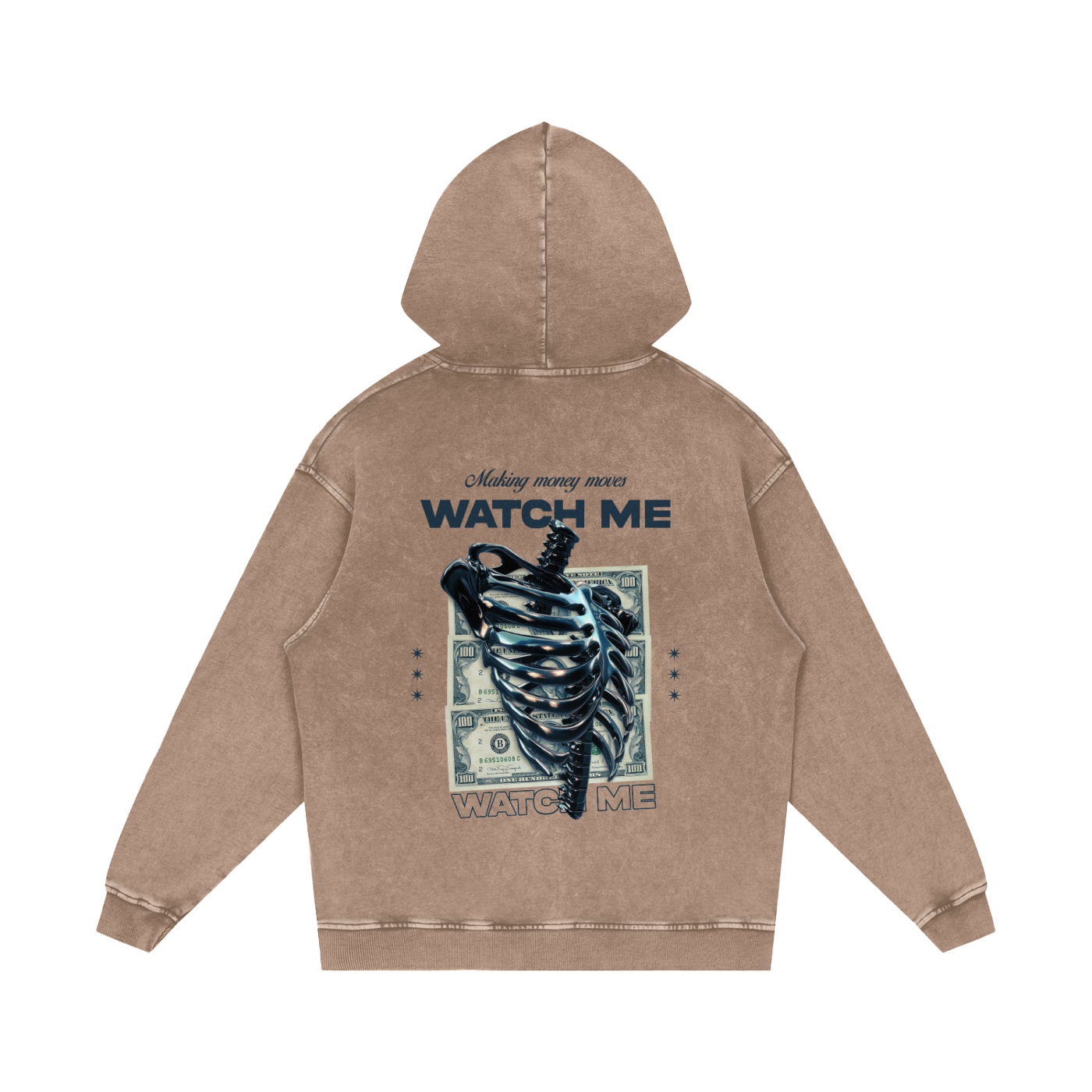 Making Money Moves Watch Me Snow Washed Loose Cotton Hoodie